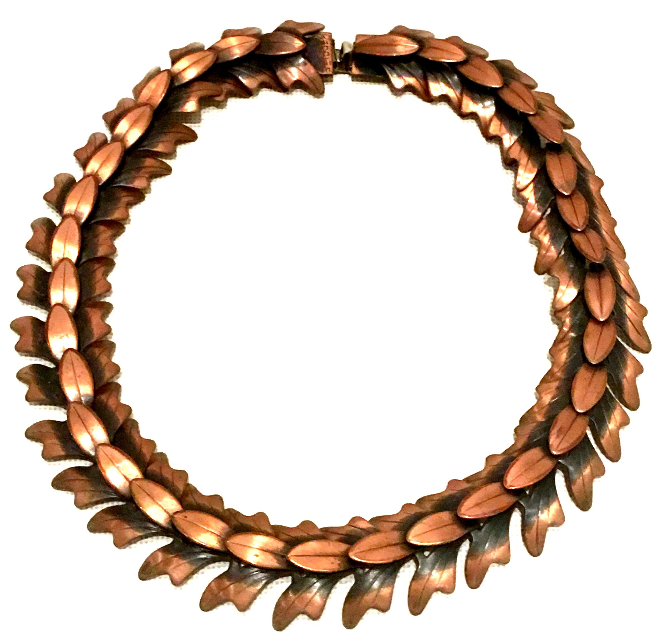 1950's Modernist Copper Necklace, Earrings & Bracelet By, Rebajes S/4 In Good Condition In West Palm Beach, FL