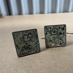1950s Modernist Cufflinks Crushed Stone Taxco Mexico