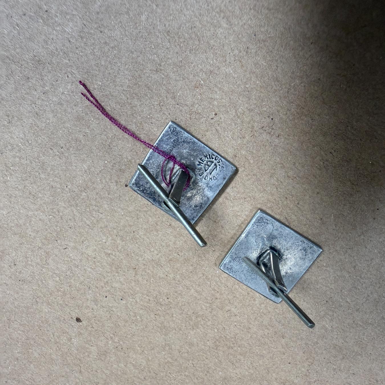 Mid-Century Modern 1950s Modernist Cufflinks Crushed Stone Taxco Mexico For Sale