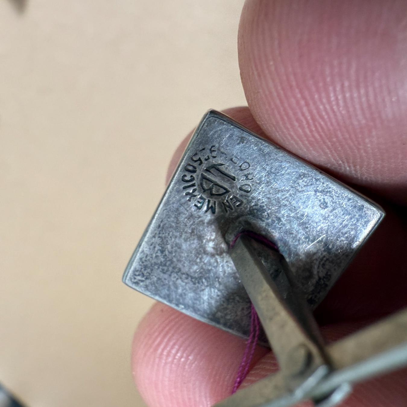 Mexican 1950s Modernist Cufflinks Crushed Stone Taxco Mexico For Sale