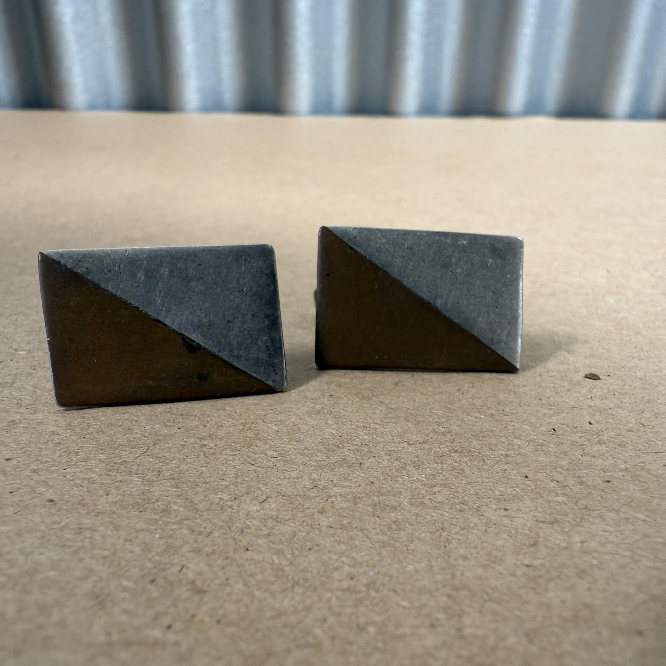 Mid-Century Modern 1950s Modernist Cufflinks Metales Casados Sterling Silver Taxco For Sale