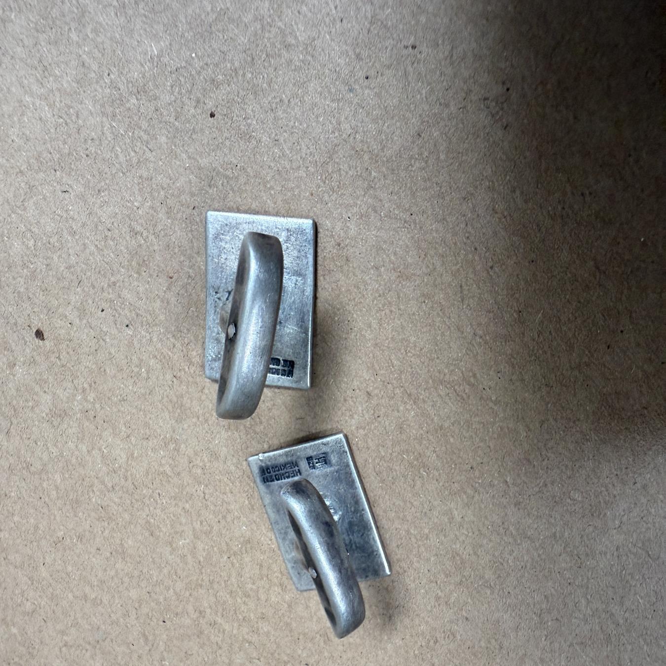 Mexican 1950s Modernist Cufflinks Metales Casados Sterling Silver Taxco For Sale