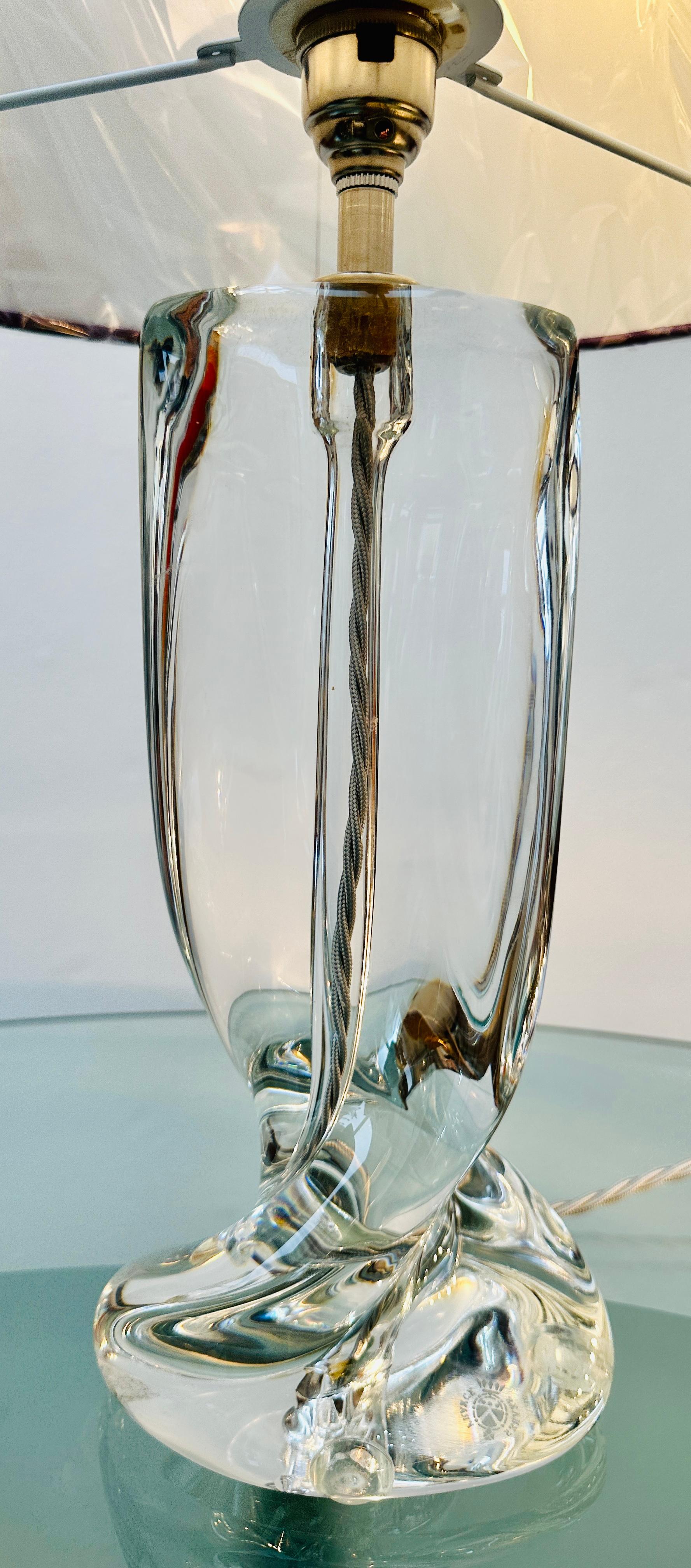 1950s Modernist French Cristalleries De Sèvre Crystal Glass & Chrome Table Lamp For Sale 5
