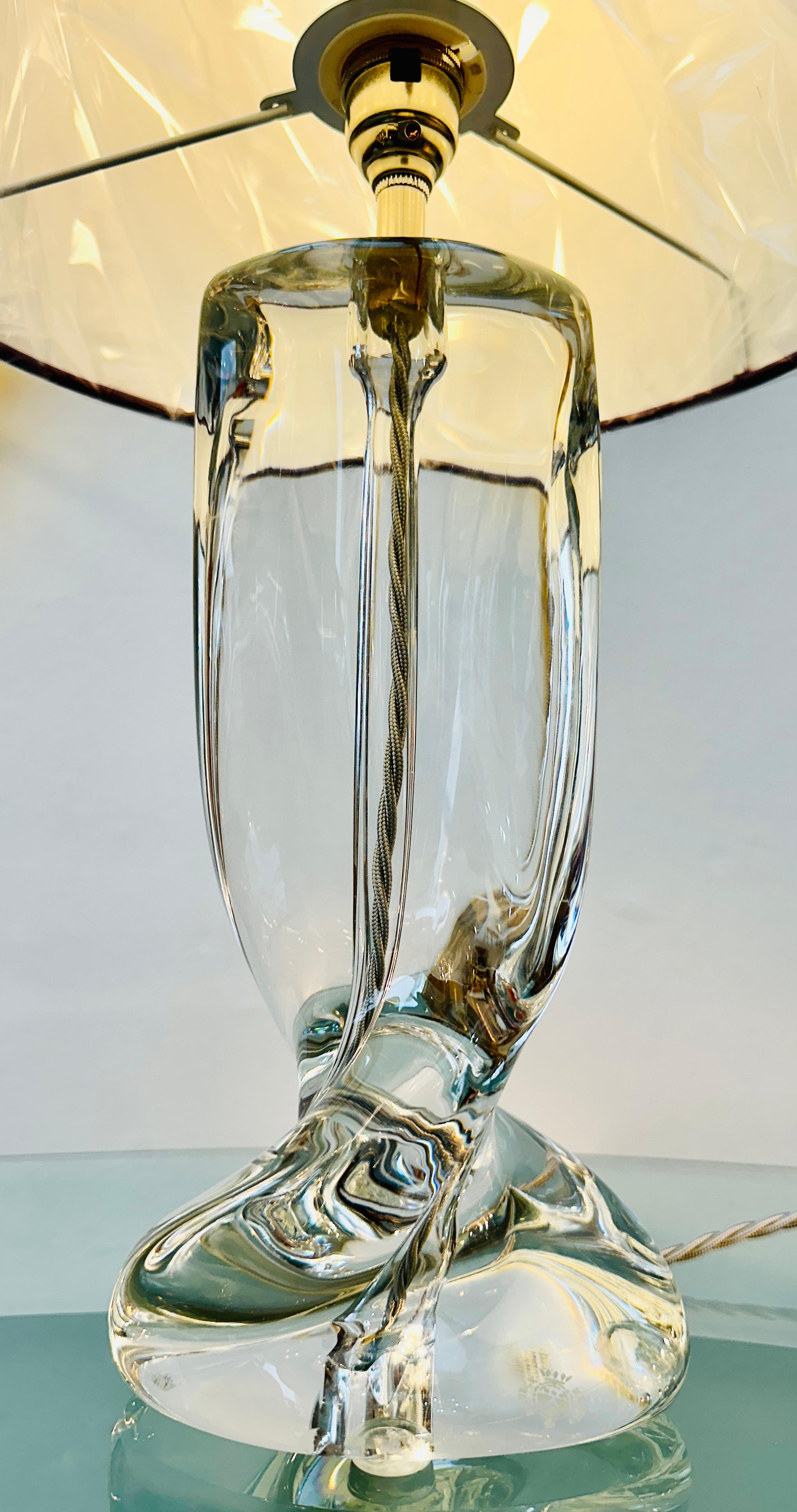 1950s Modernist French Cristalleries De Sèvre Crystal Glass & Chrome Table Lamp For Sale 7