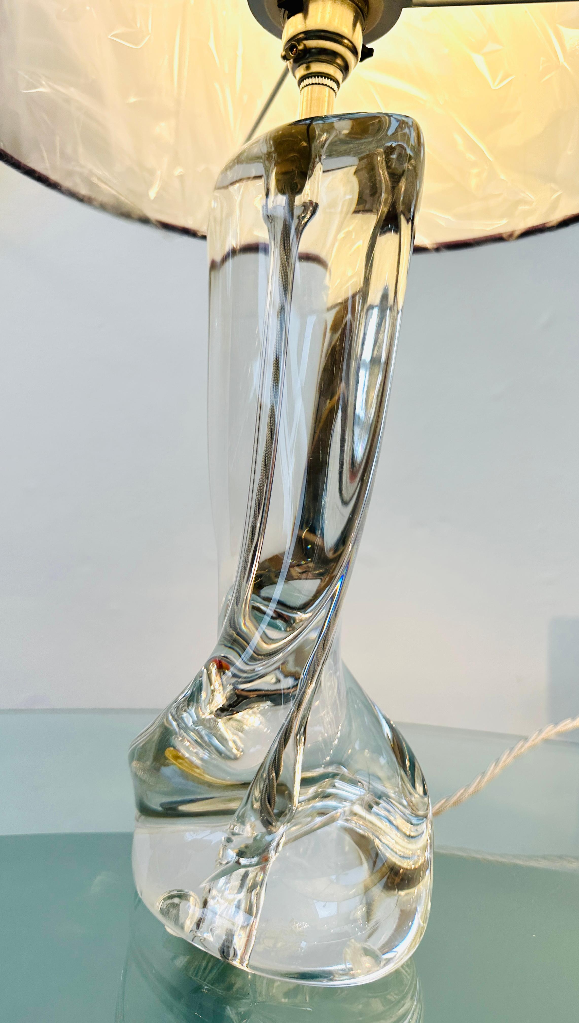 1950s Modernist French Cristalleries De Sèvre Crystal Glass & Chrome Table Lamp For Sale 8