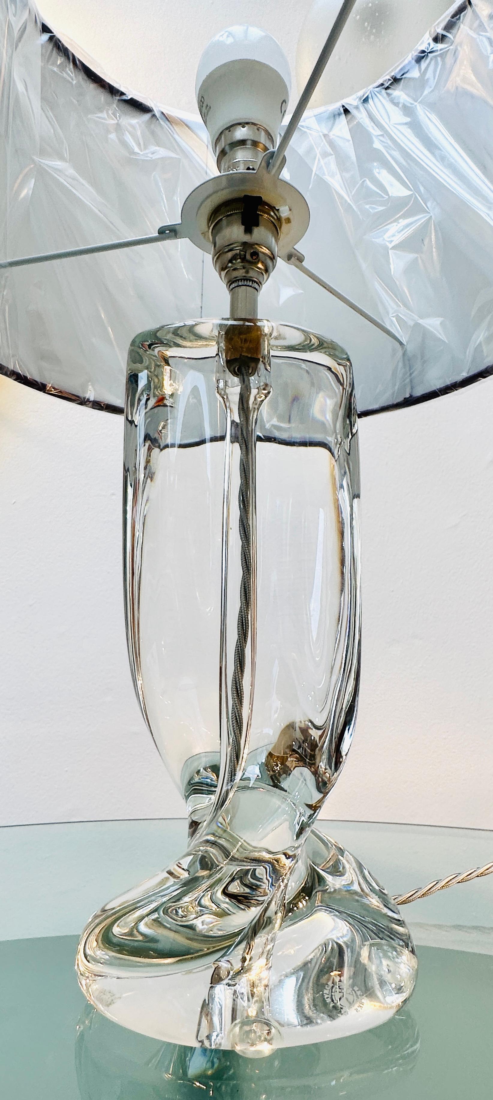 1950s Modernist French Cristalleries De Sèvre Crystal Glass & Chrome Table Lamp For Sale 9