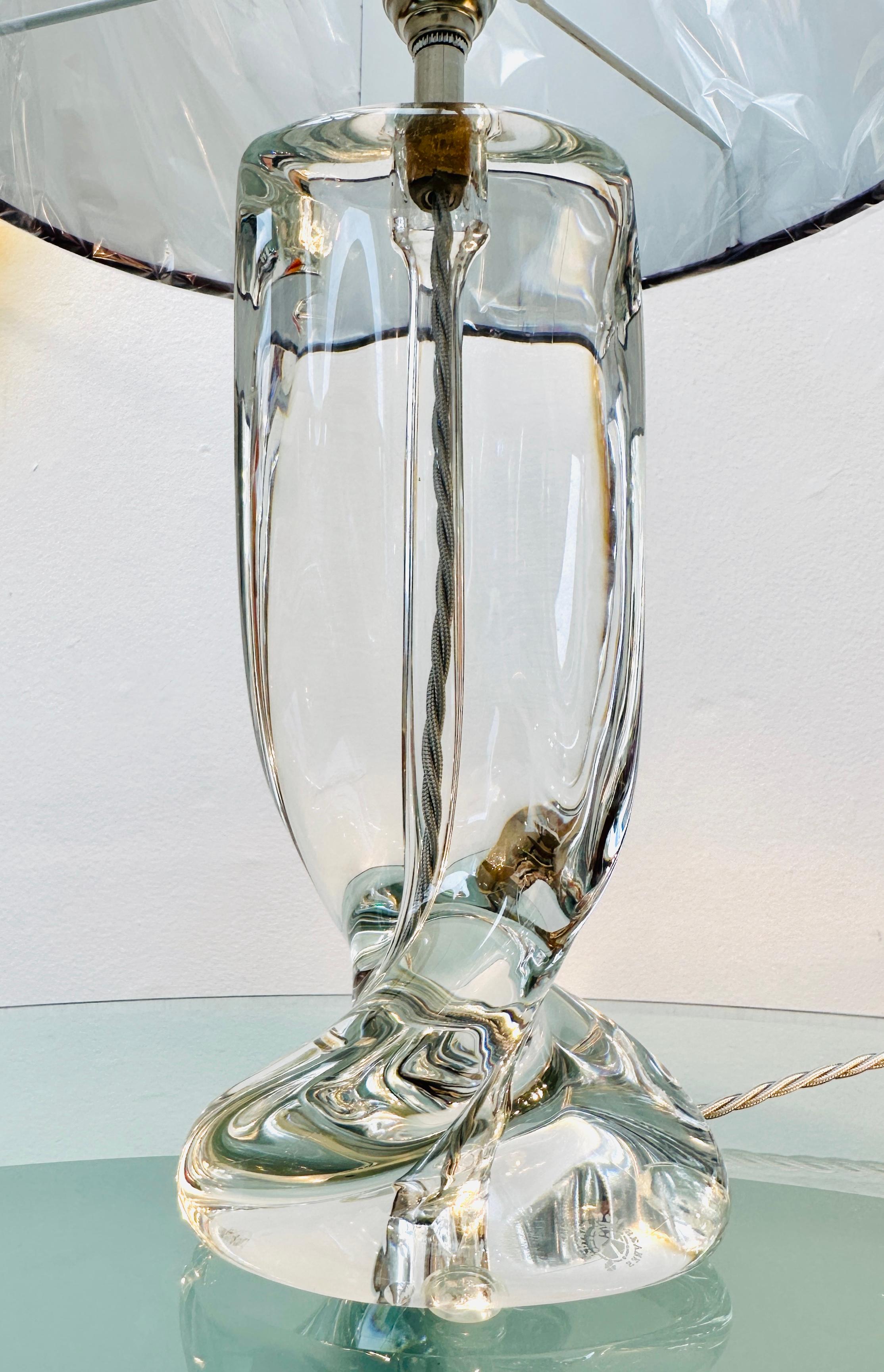 1950s Modernist French Cristalleries De Sèvre Crystal Glass & Chrome Table Lamp For Sale 10