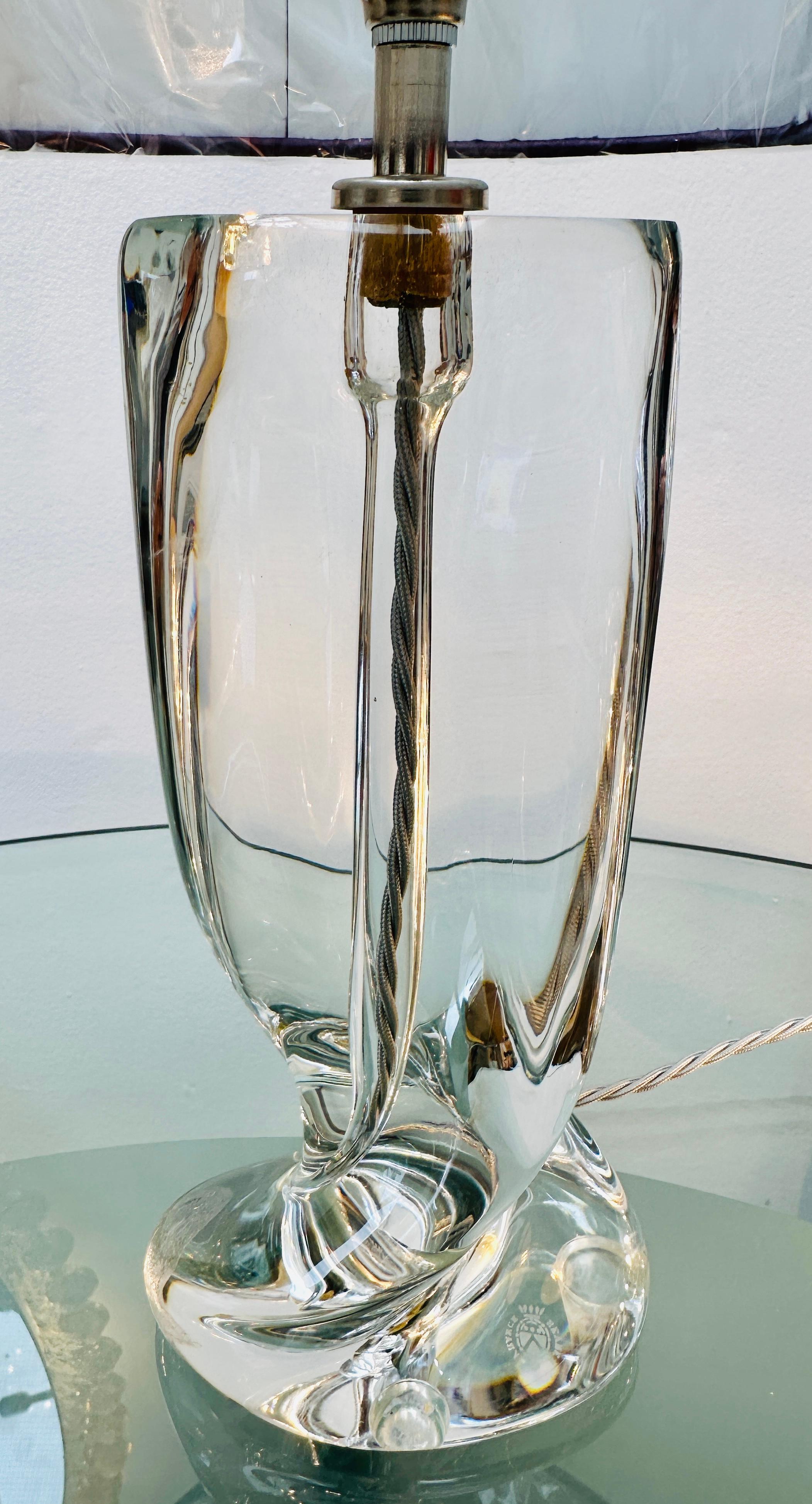 1950s Modernist French Cristalleries De Sèvre Crystal Glass & Chrome Table Lamp For Sale 11