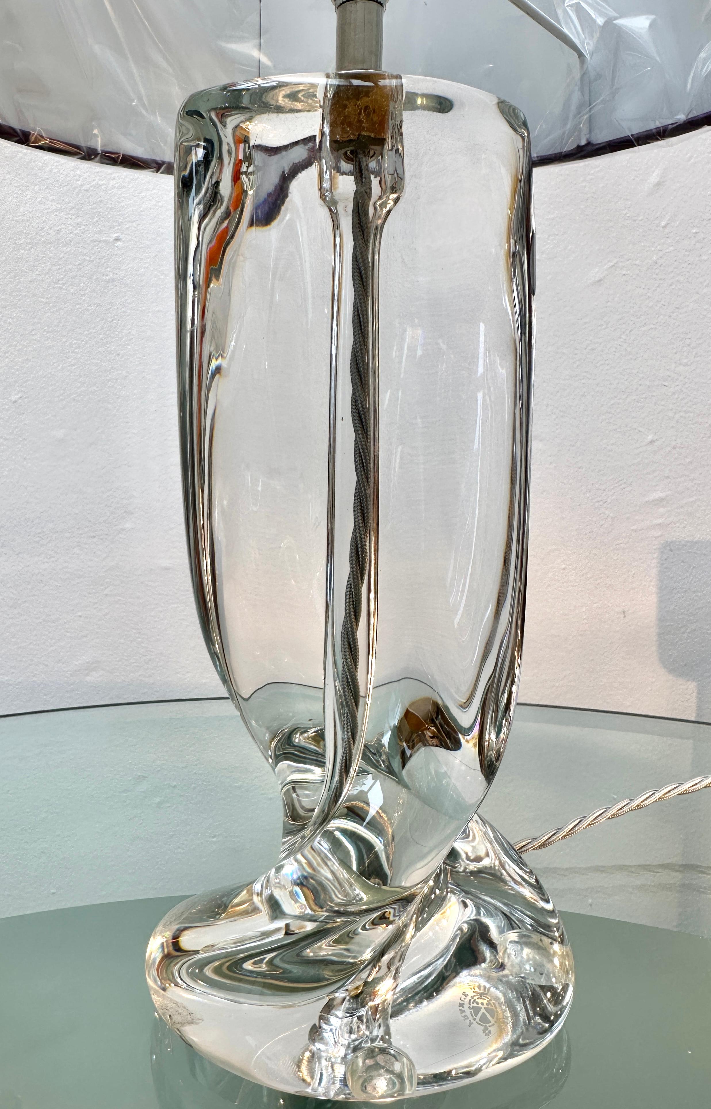 1950s Modernist French Cristalleries De Sèvre Crystal Glass & Chrome Table Lamp For Sale 12