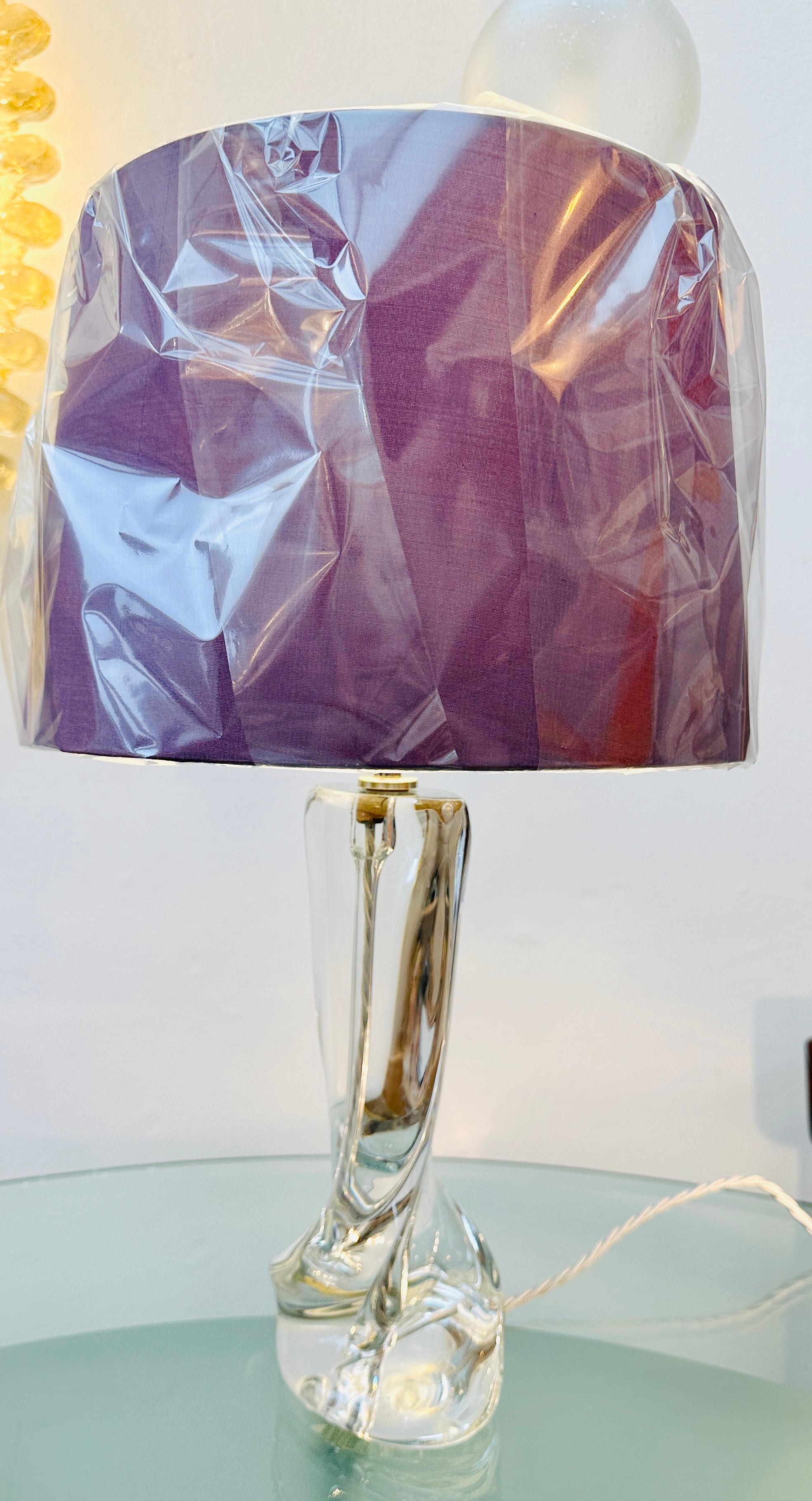 1950s Modernist French Cristalleries De Sèvre Crystal Glass & Chrome Table Lamp In Good Condition For Sale In London, GB