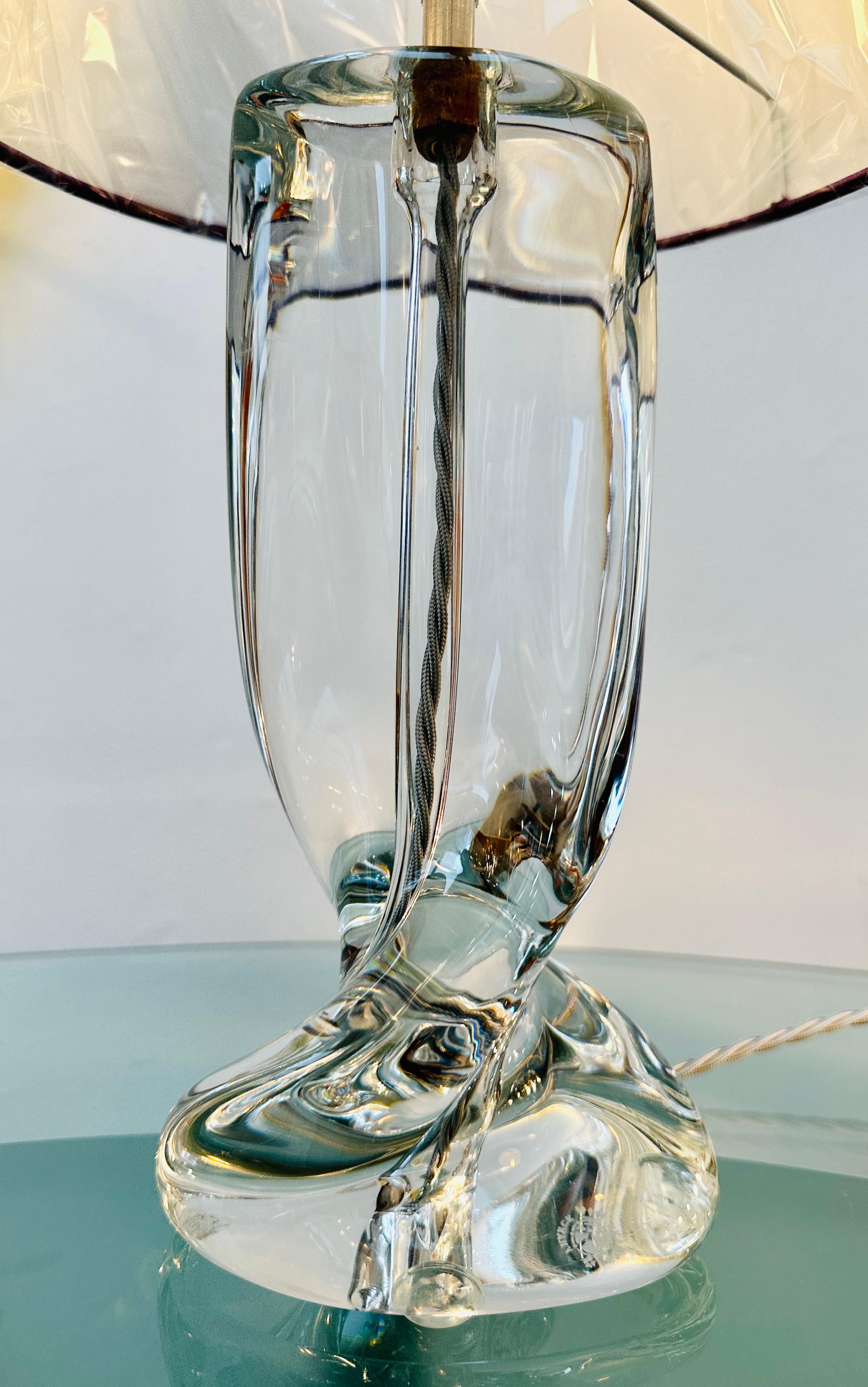 1950s Modernist French Cristalleries De Sèvre Crystal Glass & Chrome Table Lamp For Sale 4