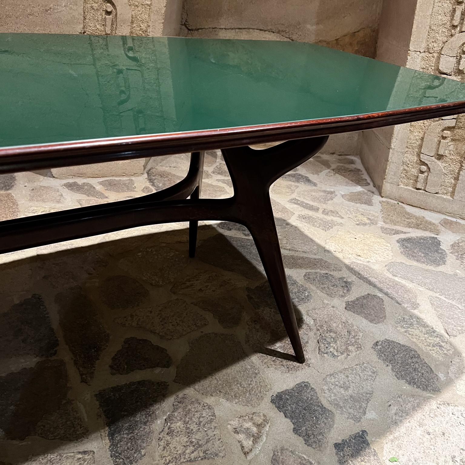Glass 1950s Modernist Green Dining Table after Ico Parisi Italy For Sale