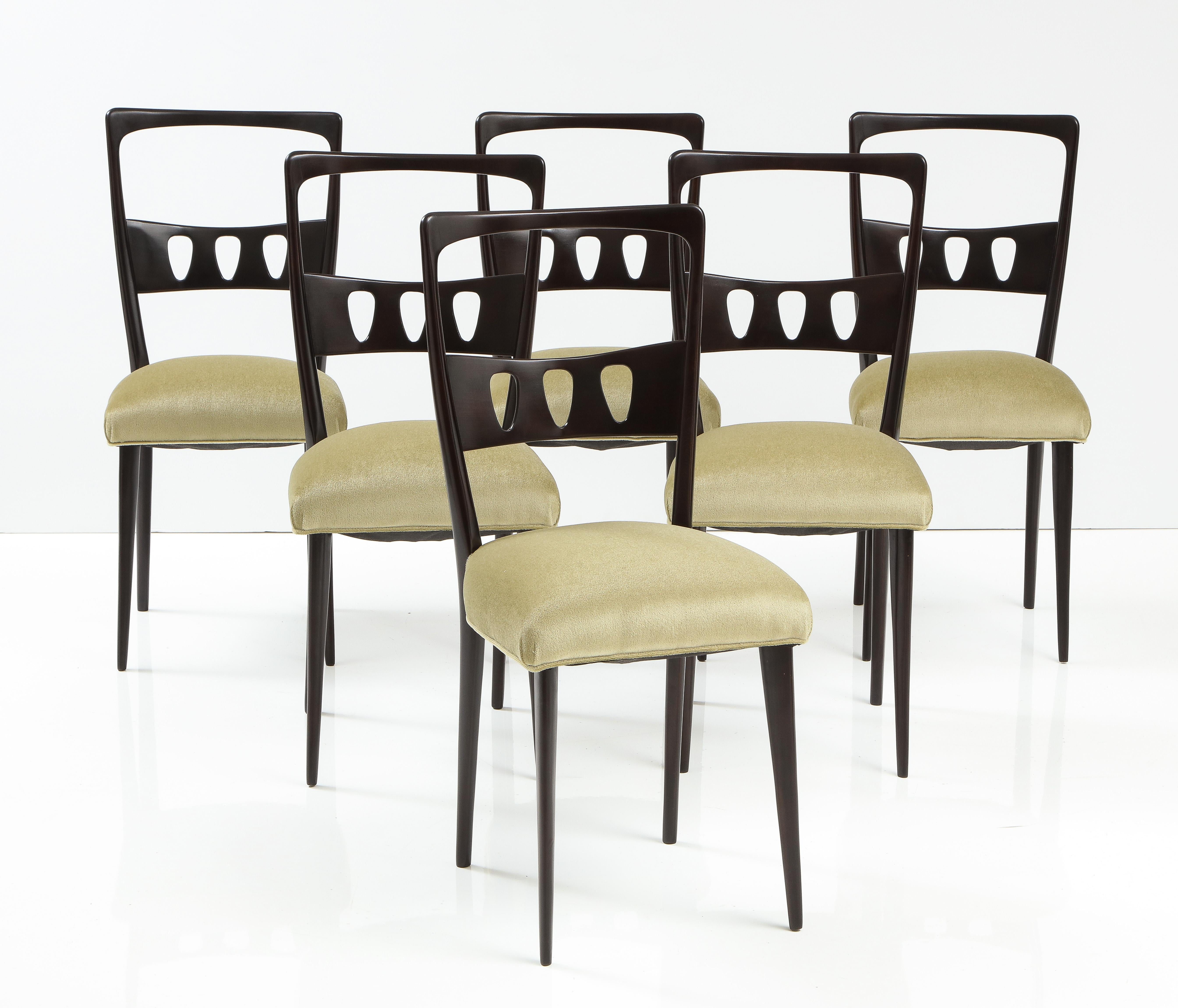 Chaises de salle à manger italiennes modernistes à haut dossier des années 1950, lot de 6 Bon état à New York, NY