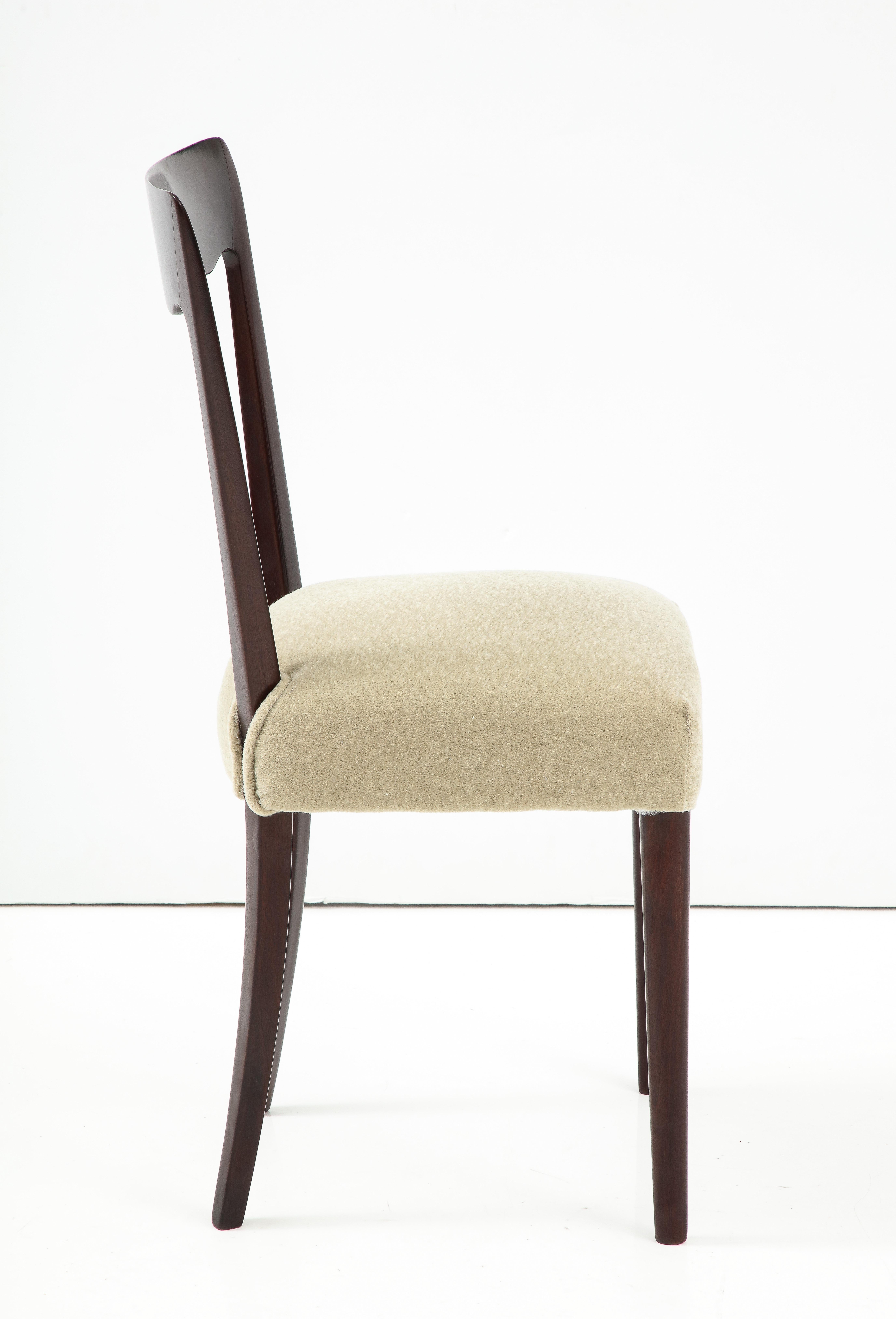 1950's Modernist Italian Dining Chairs In Mohair Upholstery 6