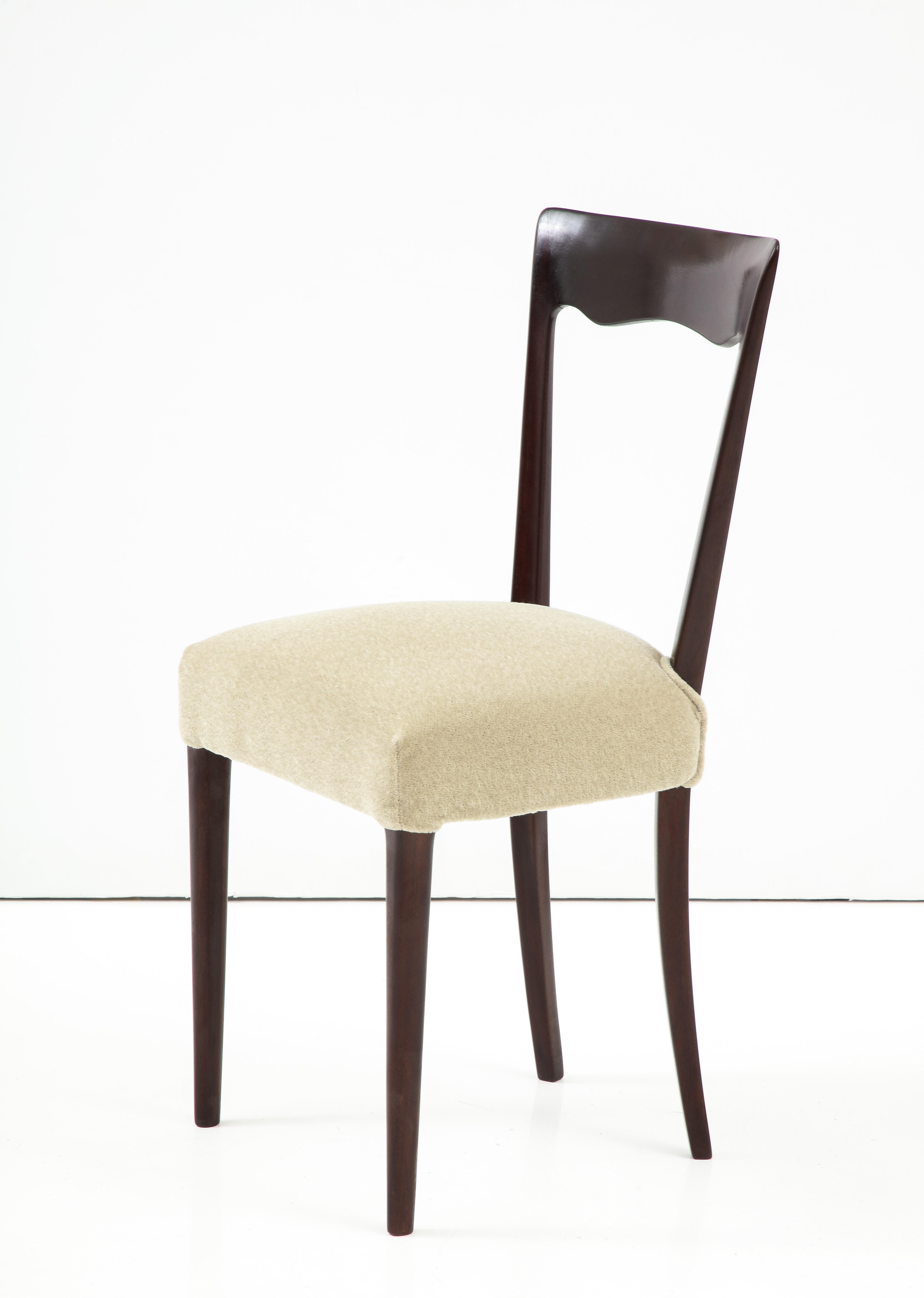 1950's Modernist Italian Dining Chairs In Mohair Upholstery In Good Condition In New York, NY