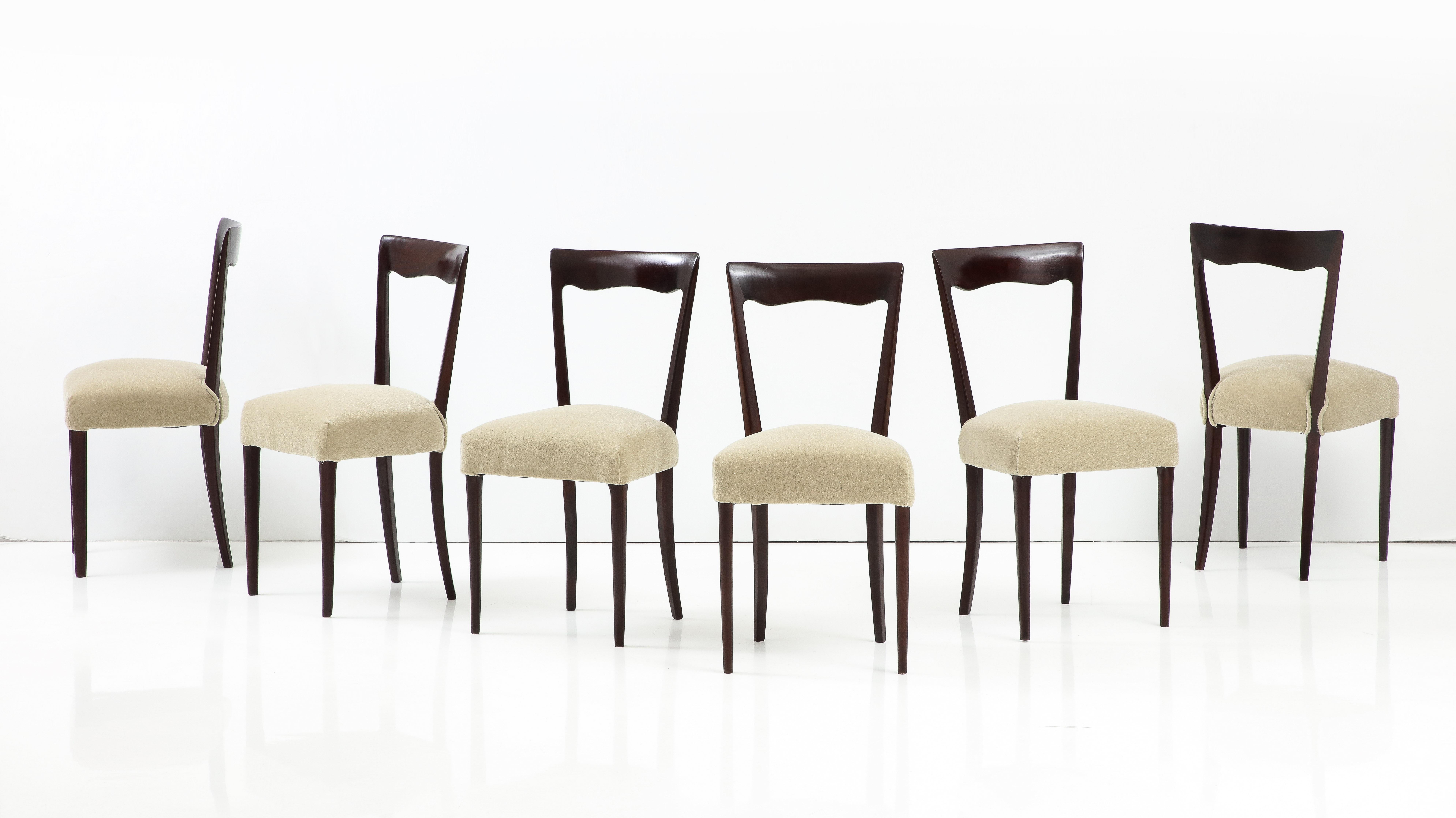 1950's Modernist Italian Dining Chairs In Mohair Upholstery 2