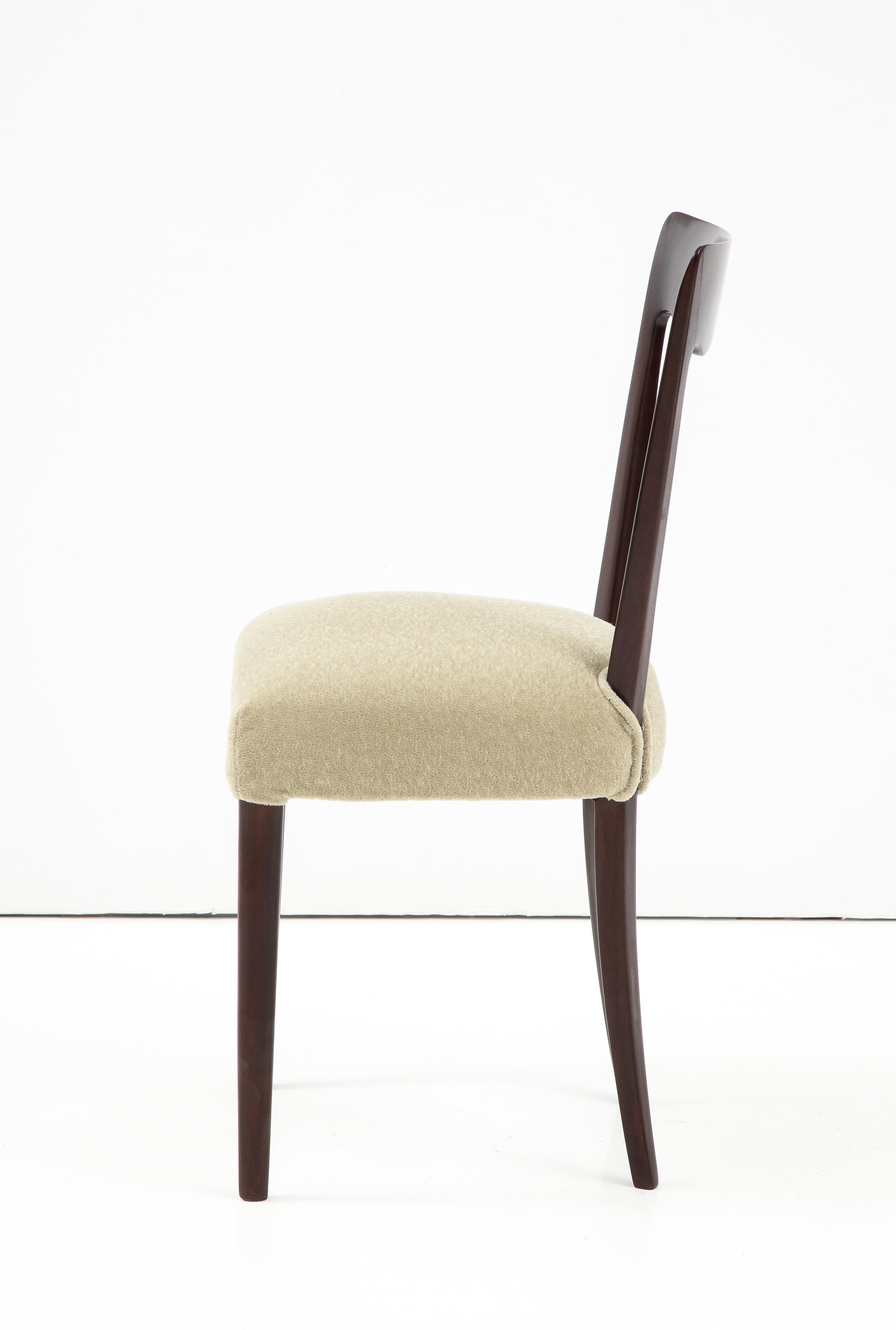 1950's Modernist Italian Dining Chairs In Mohair Upholstery 4