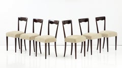 1950's Modernist Italian Dining Chairs In Mohair Upholstery