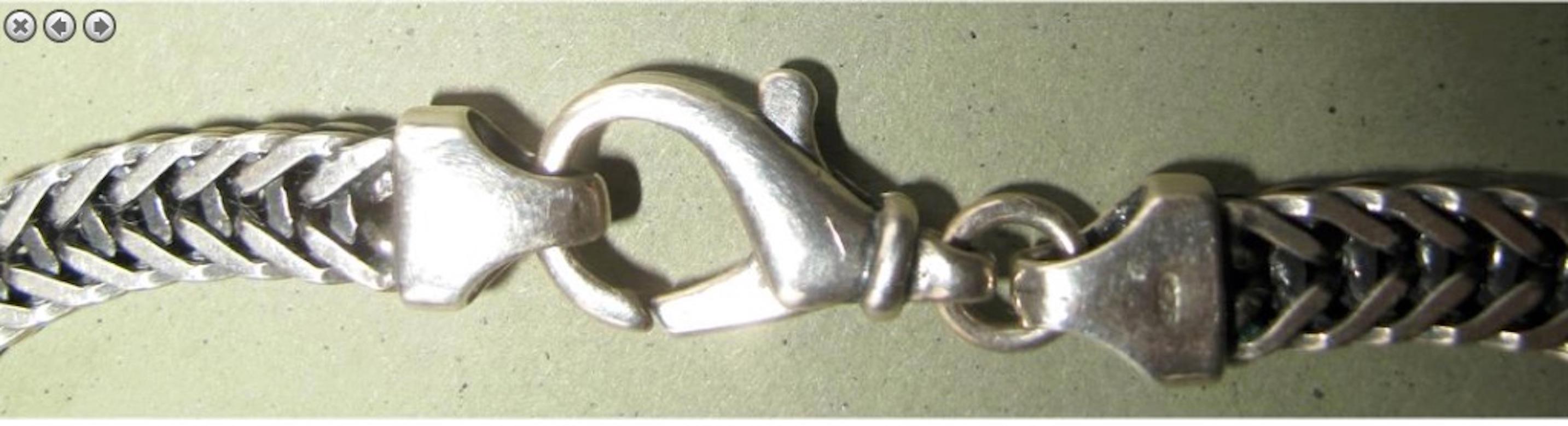 Women's or Men's 1950s Modernist Italian Heavy Sterling Silver Necklace For Sale