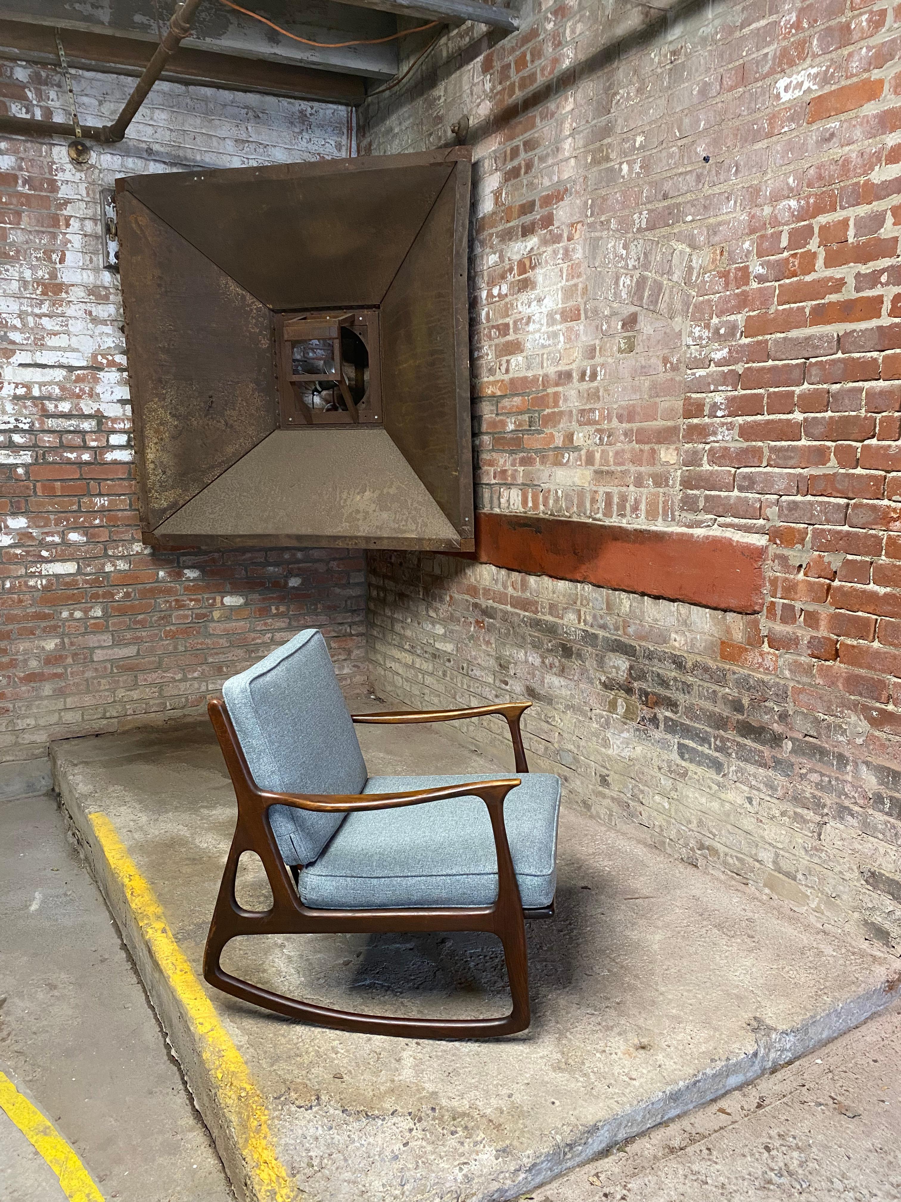 1950s Modernist Italian Walnut Rocking Chair 9
