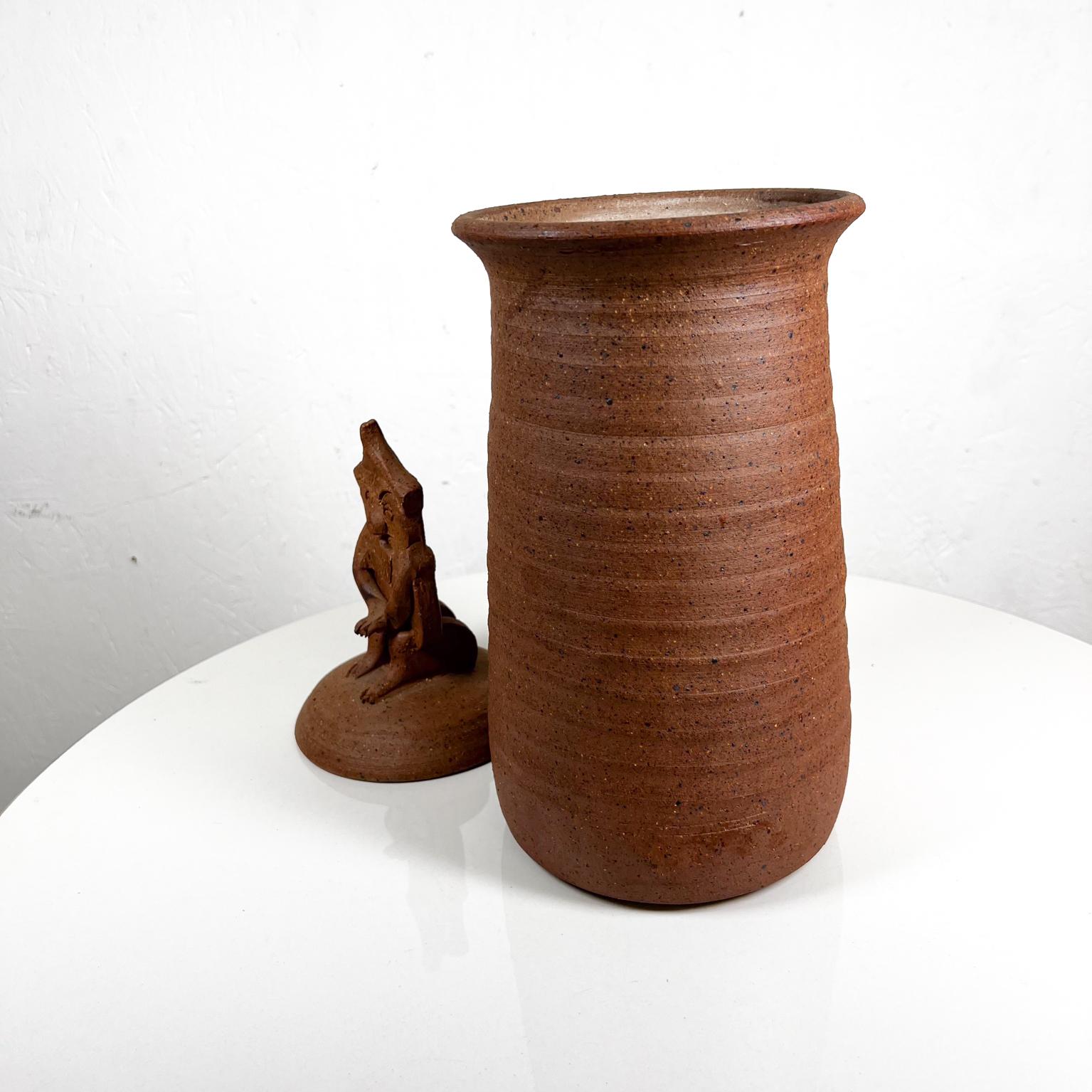 1950s Modernist Owl Wise Stash Jar Stoneware Art Pottery For Sale 1