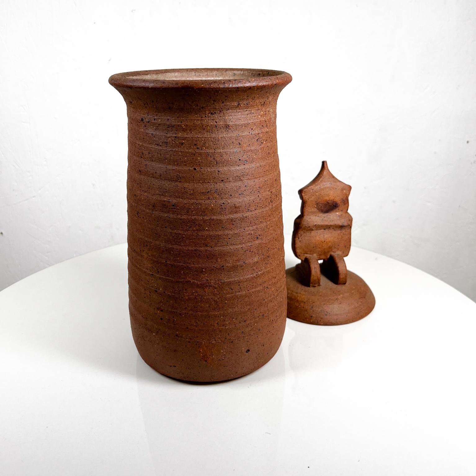 1950s Modernist Owl Wise Stash Jar Stoneware Art Pottery For Sale 3