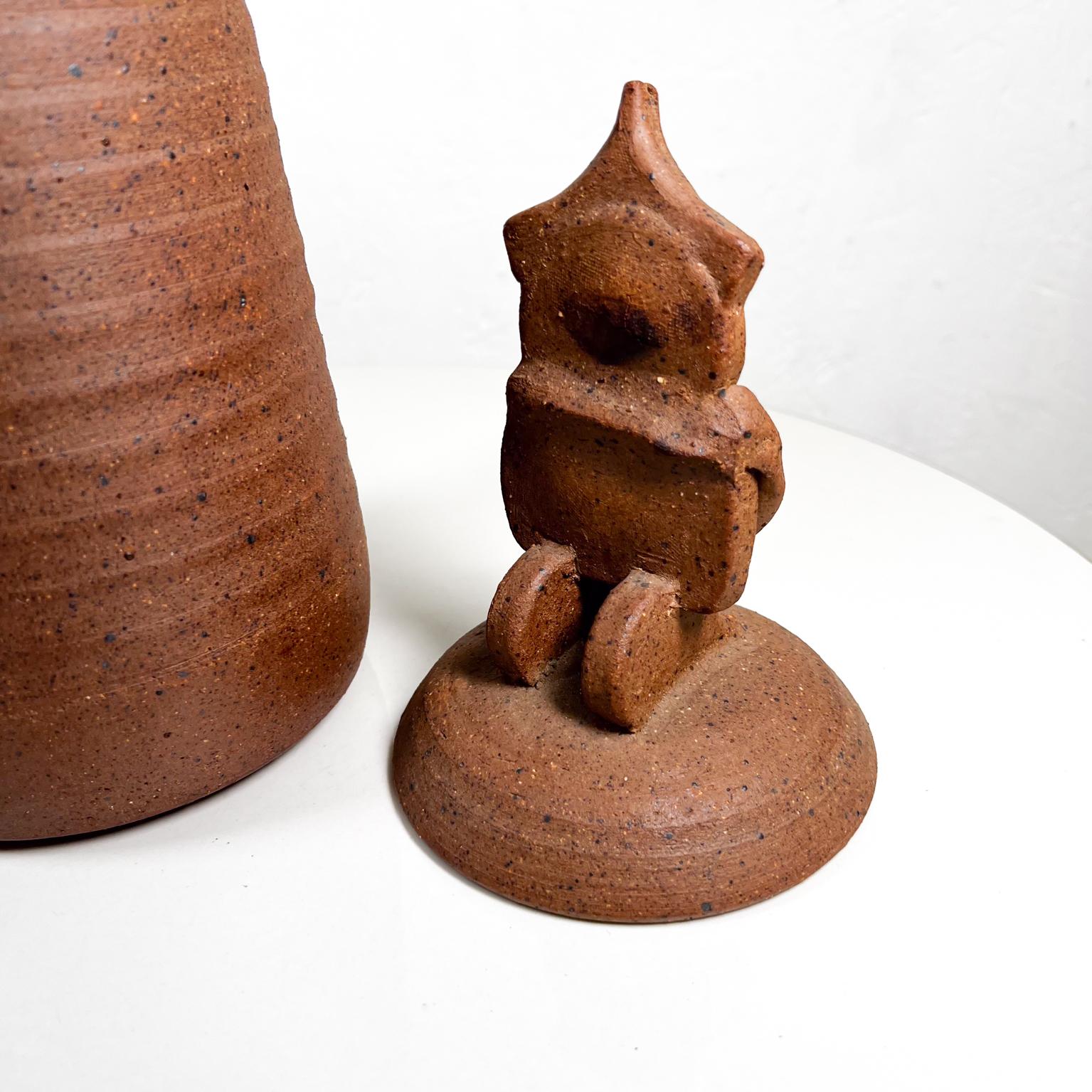 1950s Modernist Owl Wise Stash Jar Stoneware Art Pottery For Sale 4