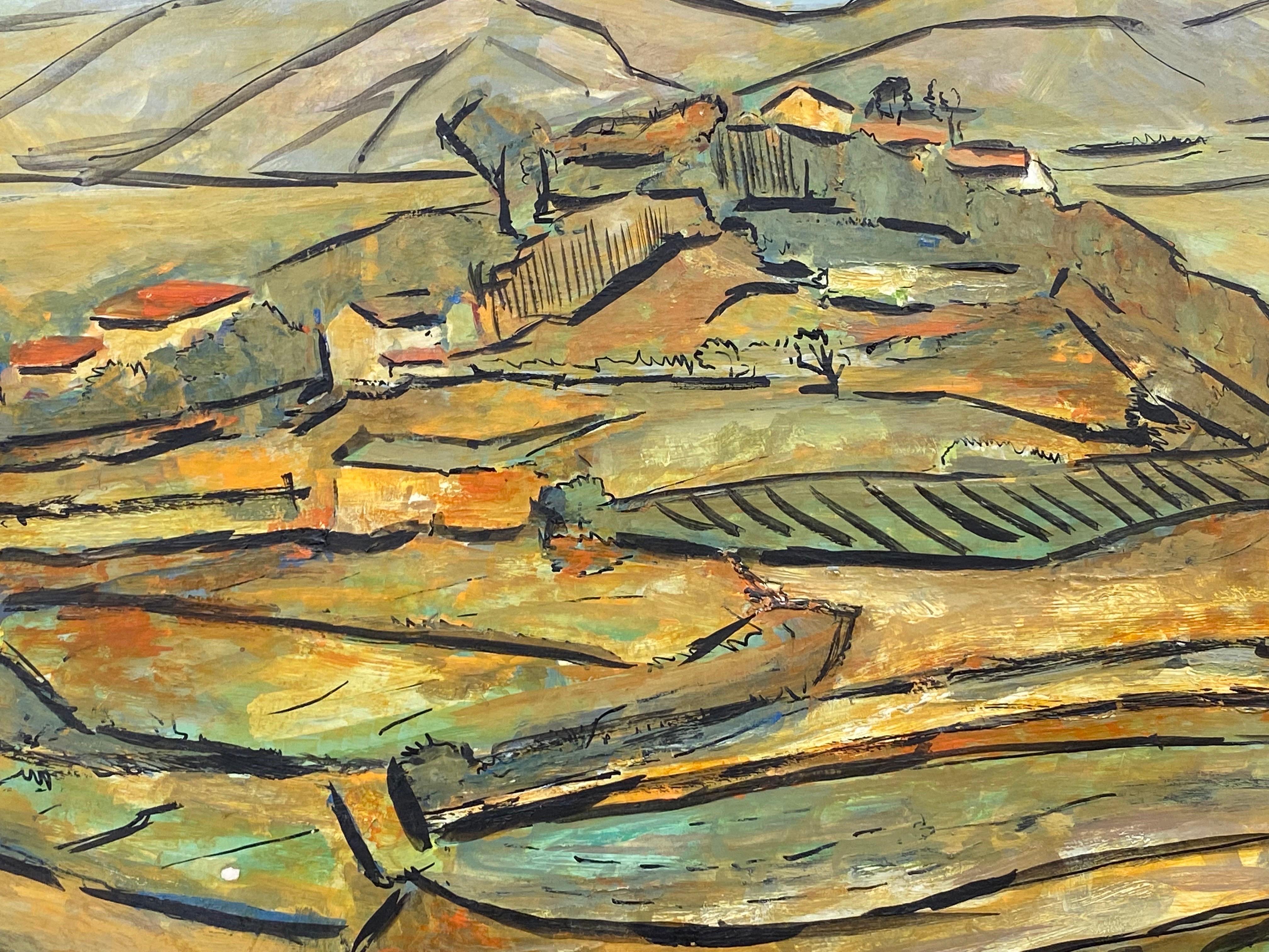 20ième siècle Peinture moderniste des années 1950, paysage français, en vente