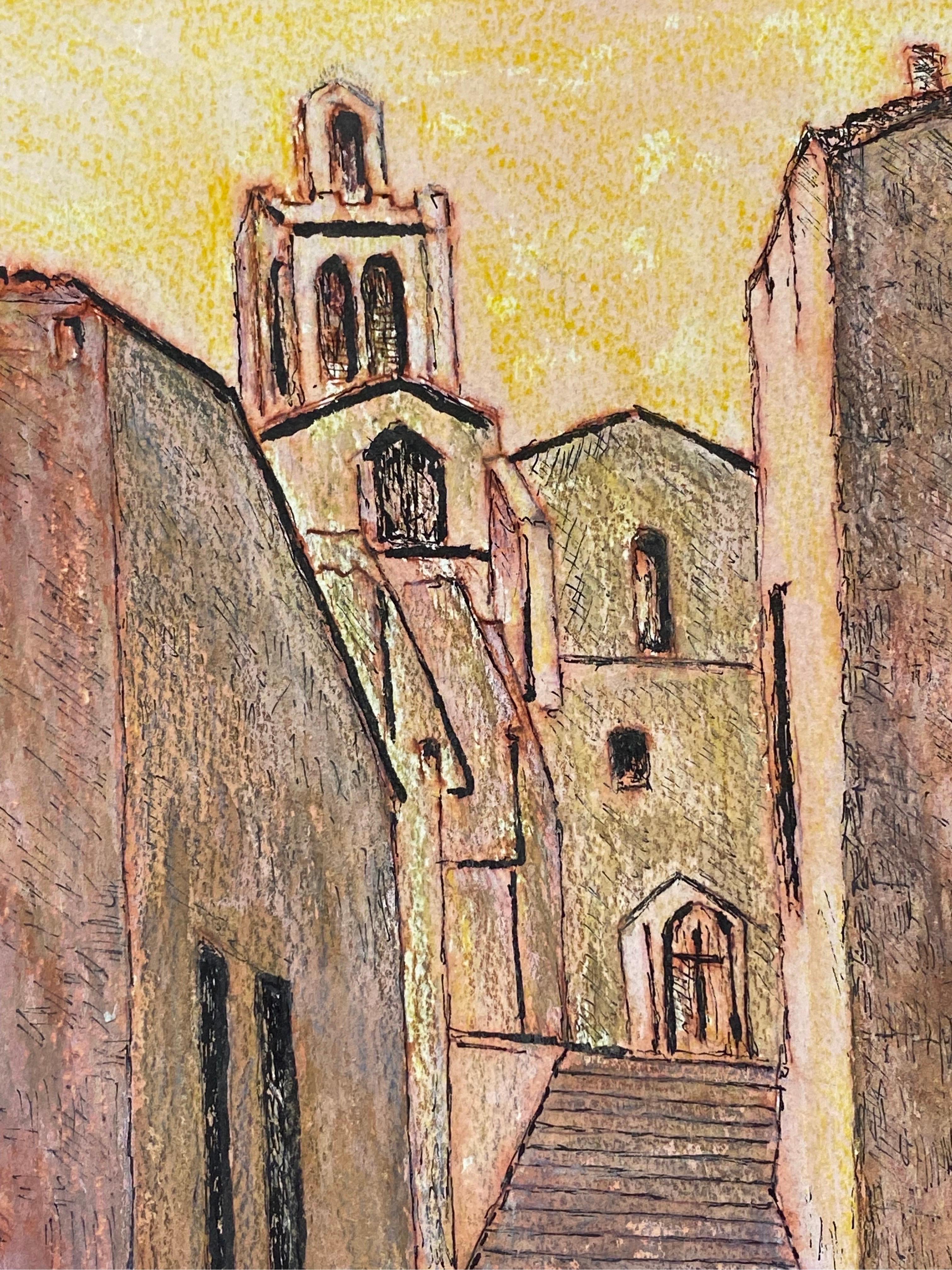 XX secolo Pittura modernista degli anni '50, passi francesi verso la chiesa in vendita