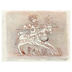 1950's Modernist Painting, Greek Figure with Horse
