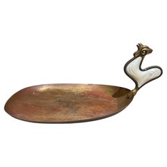1950s Modernist Rooster Brass Serving Tray Grasoli Germany 1950s Modernist Rooster Brass Serving Tray Grasoli Germany