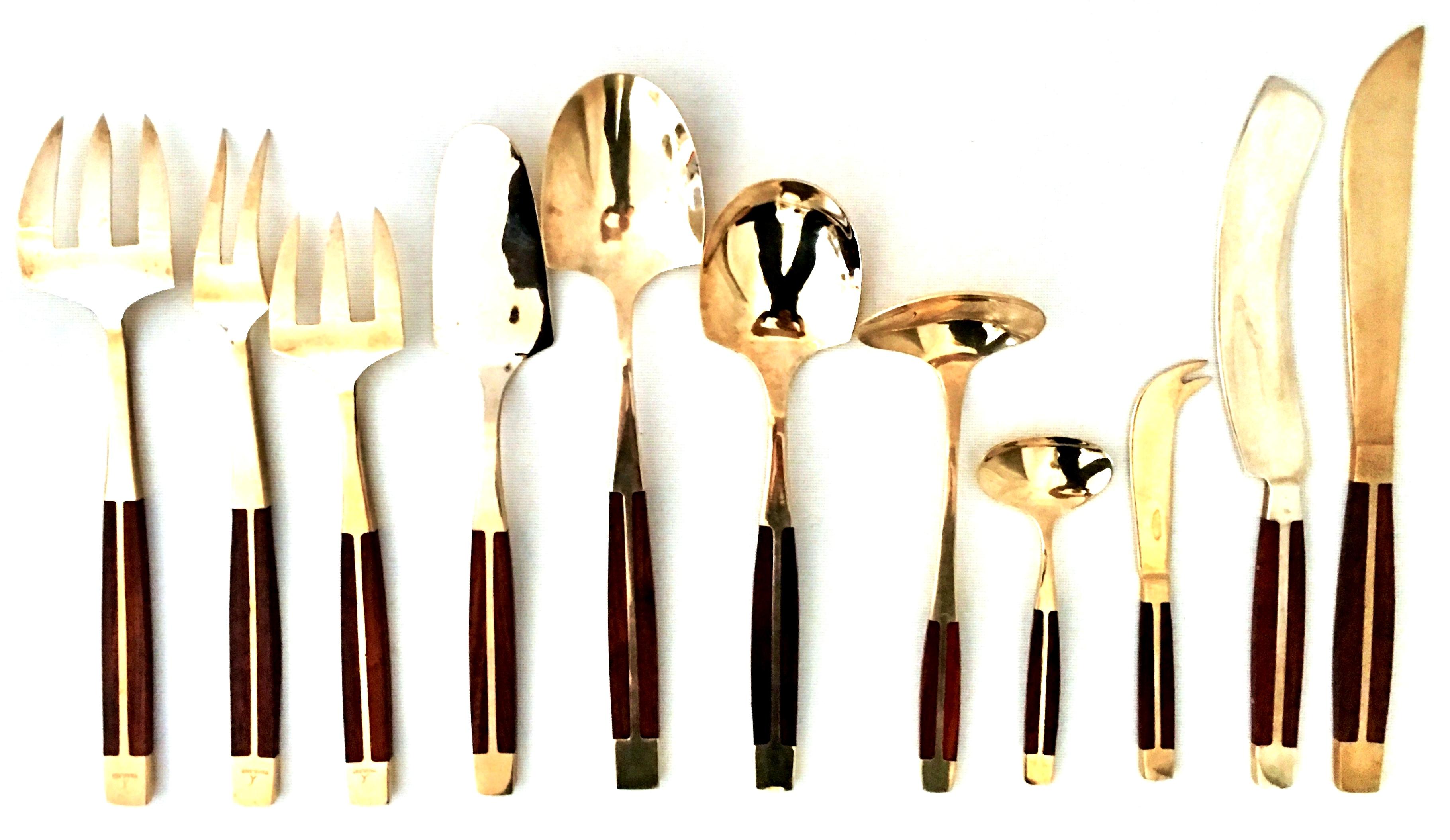 brass and rosewood cutlery set