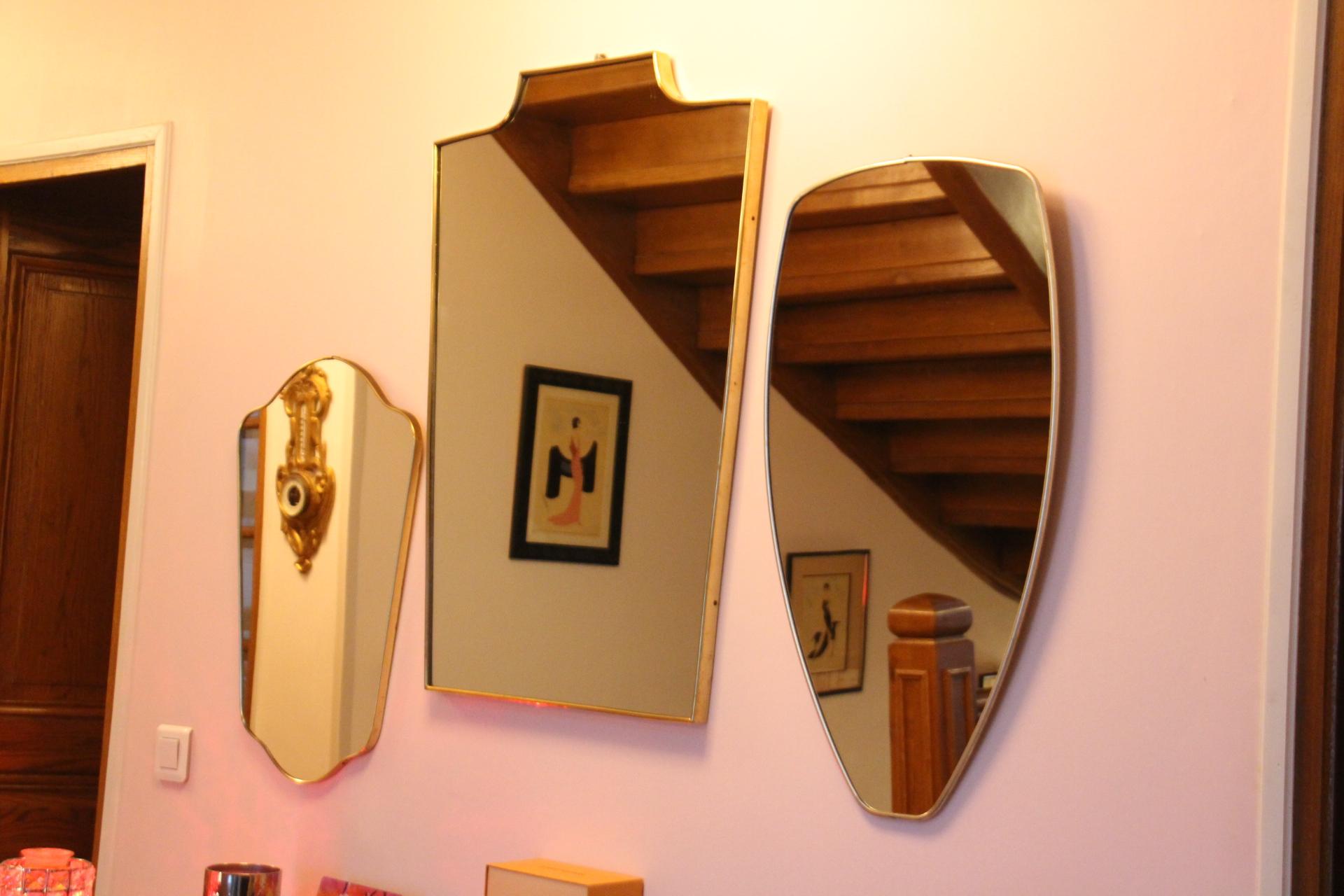 1950's Modernist Shaped Brass Wall Mirror For Sale 5