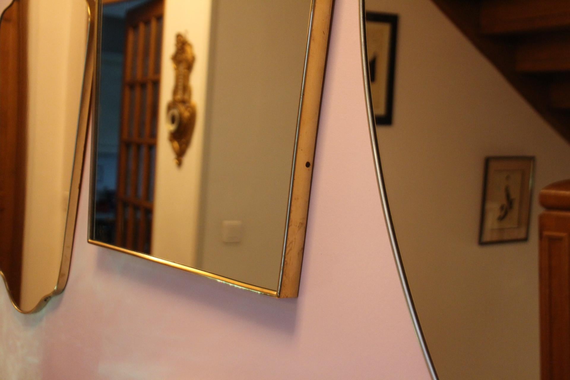 1950's Modernist Shaped Brass Wall Mirror For Sale 7