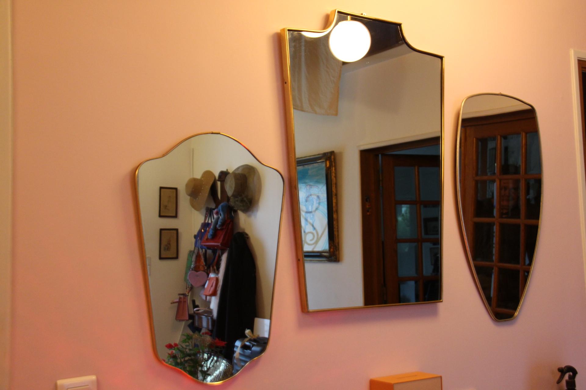 1950's Modernist Shaped Brass Wall Mirror For Sale 8