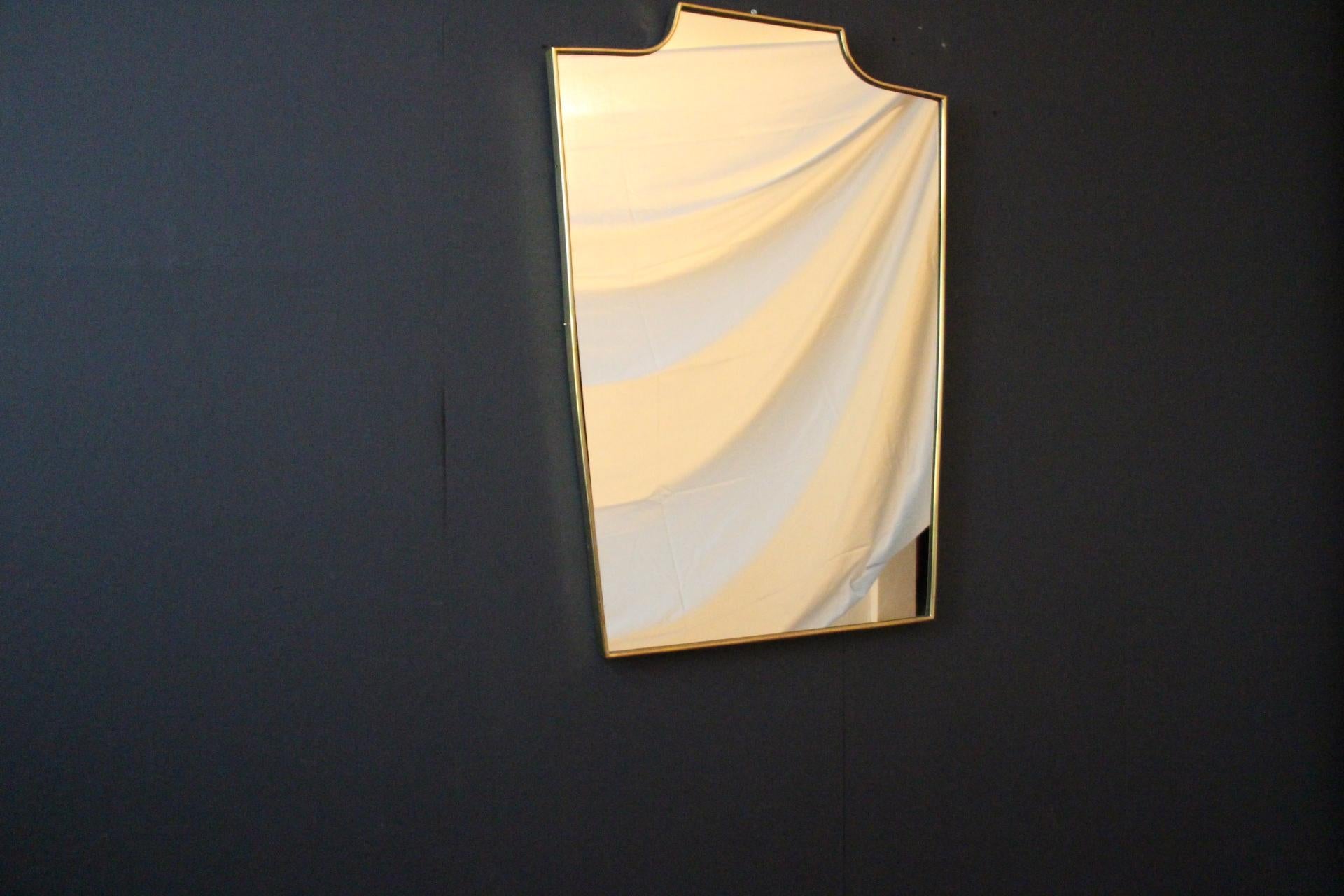1950's Modernist Shaped Brass Wall Mirror For Sale 12