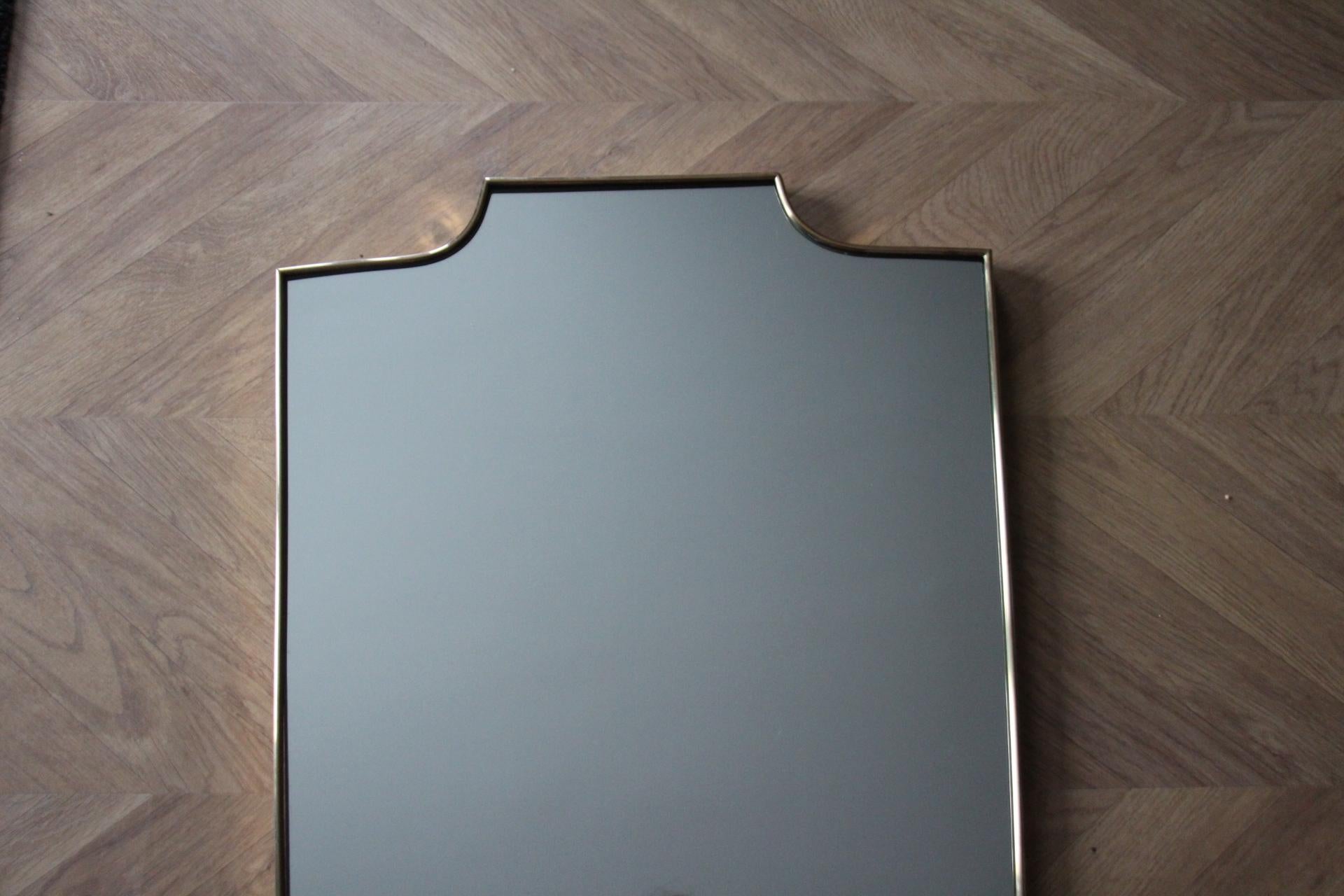 Mid-Century Modern 1950's Modernist Shaped Brass Wall Mirror For Sale