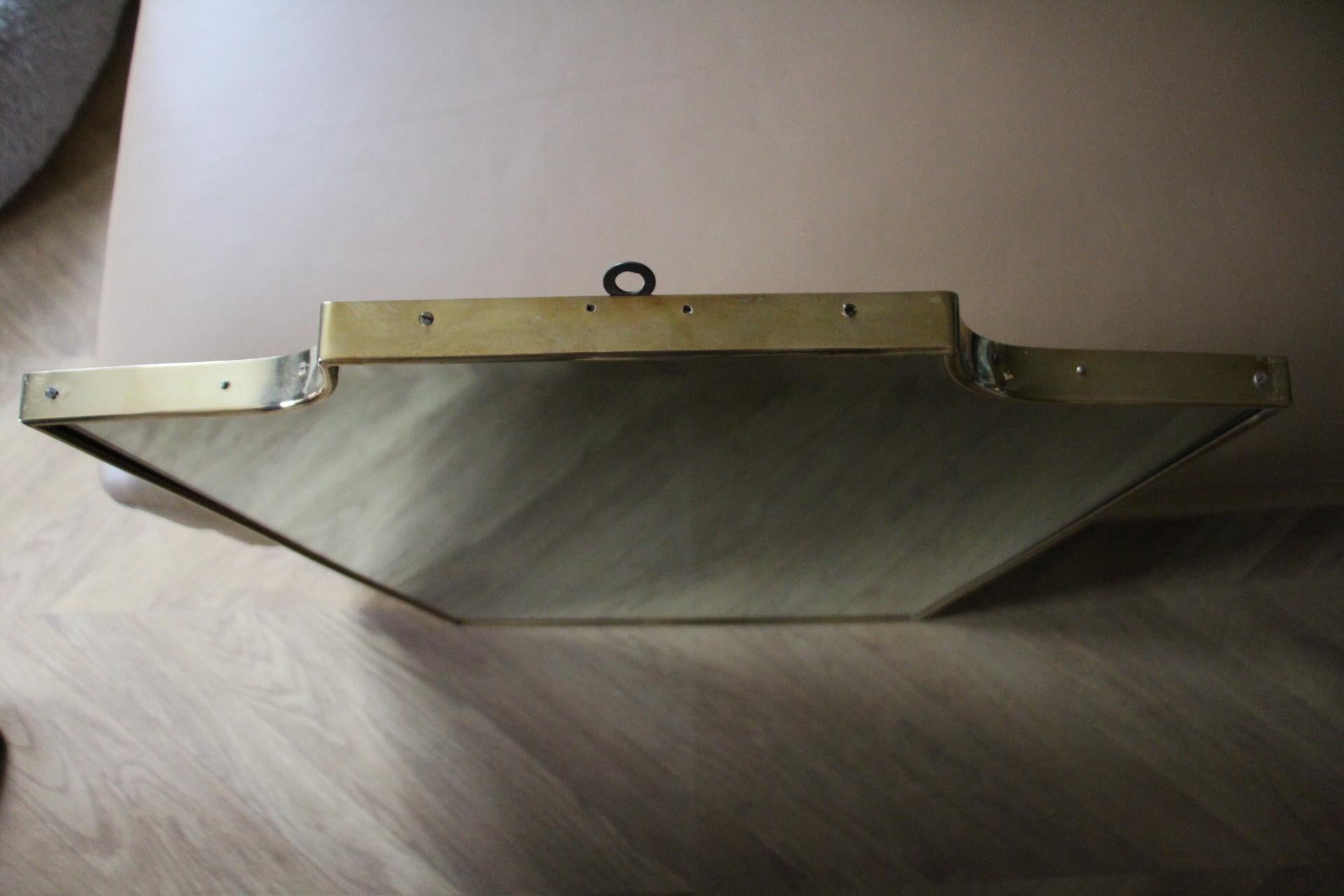 1950's Modernist Shaped Brass Wall Mirror For Sale 2