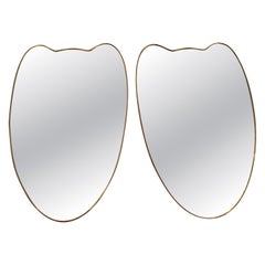1950's Modernist Shaped Brass Wall Mirror , Gio Ponti Style, 1 item
