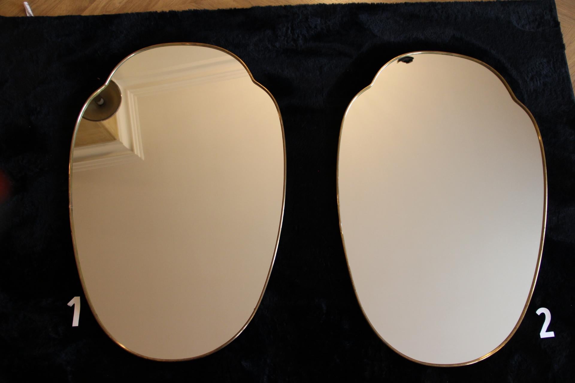 1950's Modernist Shaped Brass Wall Mirror , Gio Ponti Style en vente 8