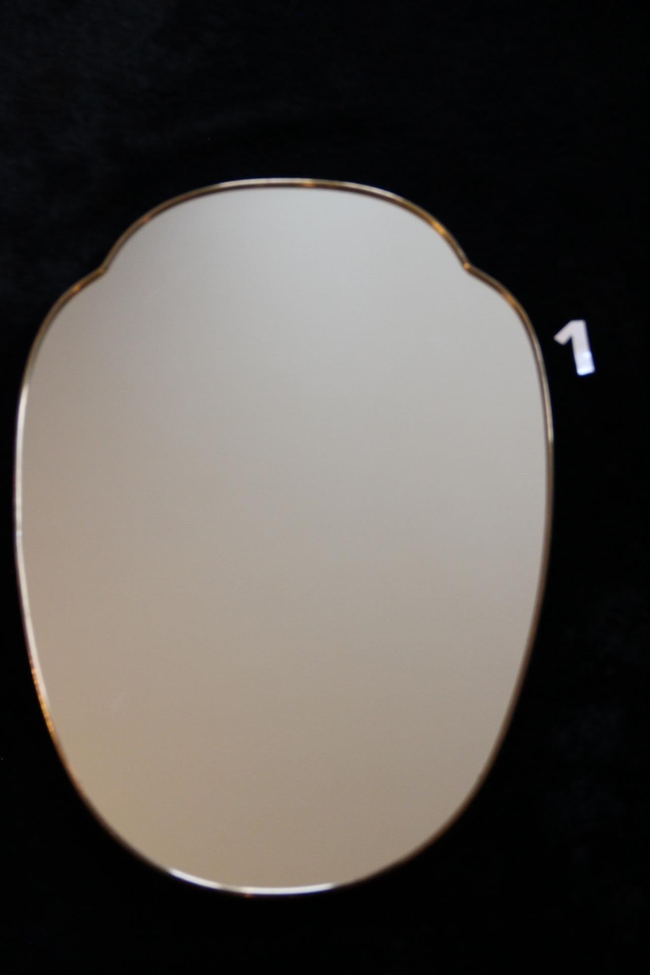 1950's Modernist Shaped Brass Wall Mirror , Gio Ponti Style en vente 9
