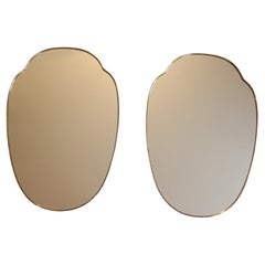1950's Modernist Shaped Brass Wall Mirror , Gio Ponti Style