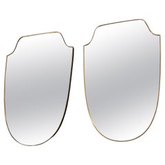 1950's Modernist Shaped Brass Wall Mirror , Gio Ponti Style