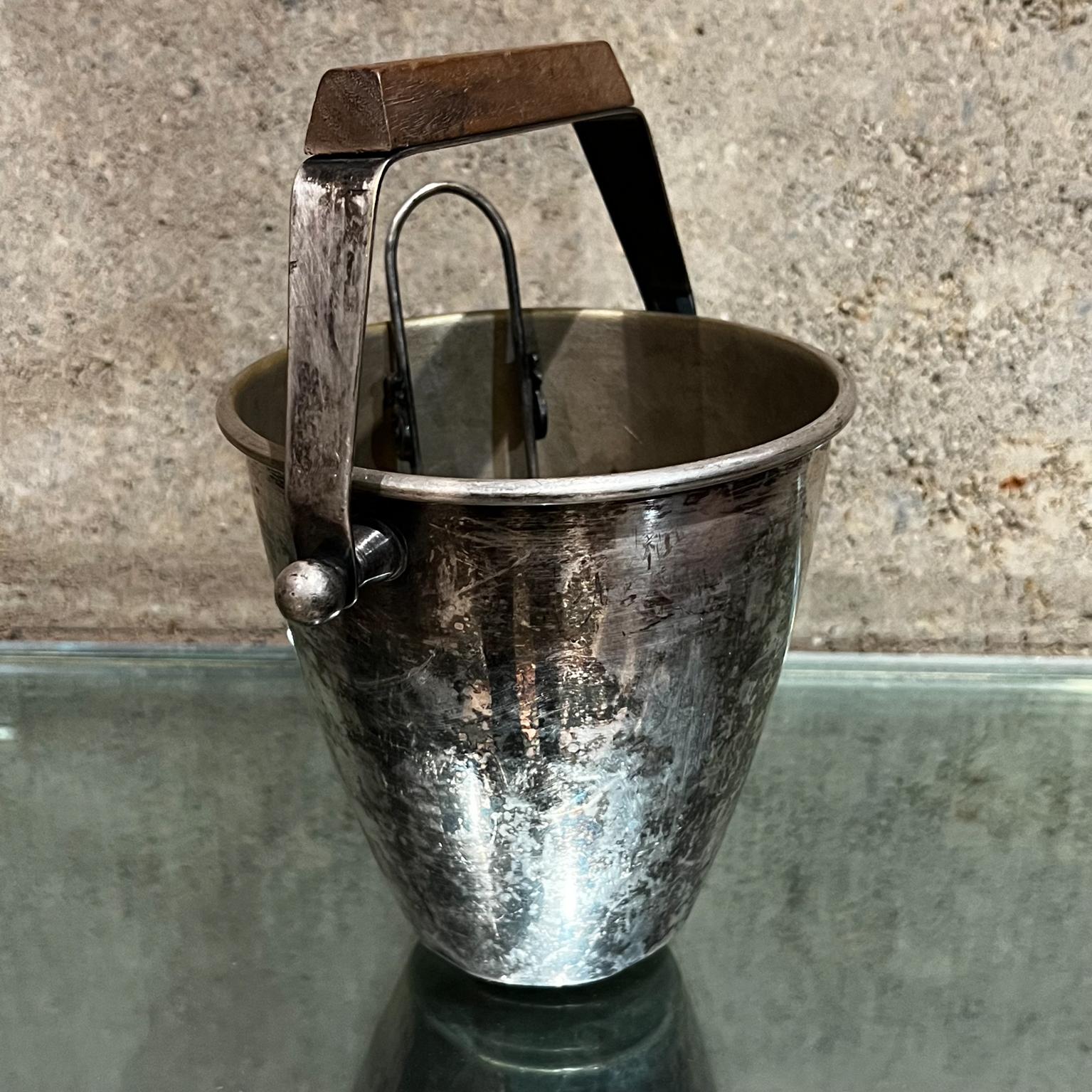 1950s Modernist Silver Plate Ice Bucket Set with Sculptural Tongs For Sale 7