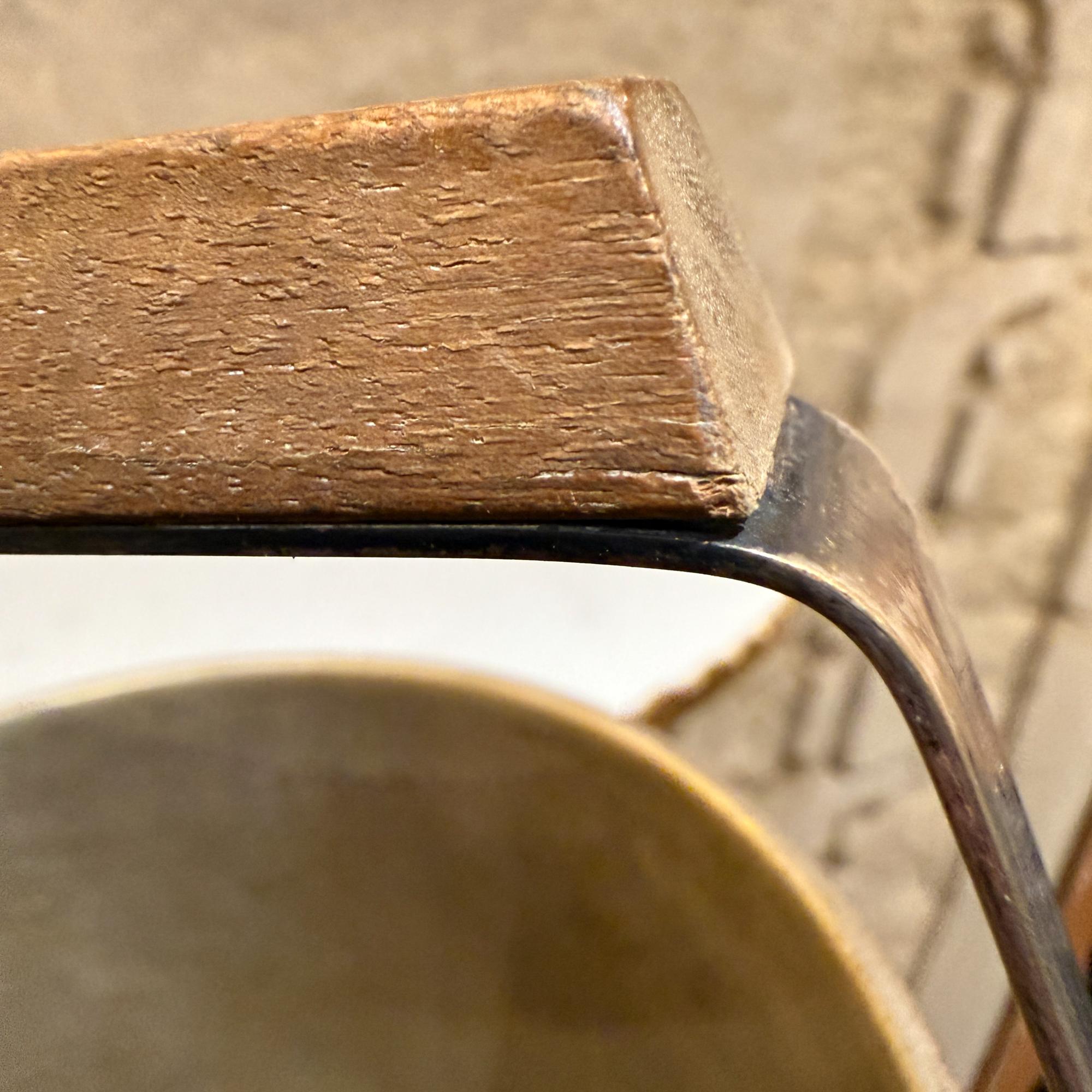 Mid-century Modernist Silver Plate Ice Bucket Wood Handle Sculptural For Sale 7