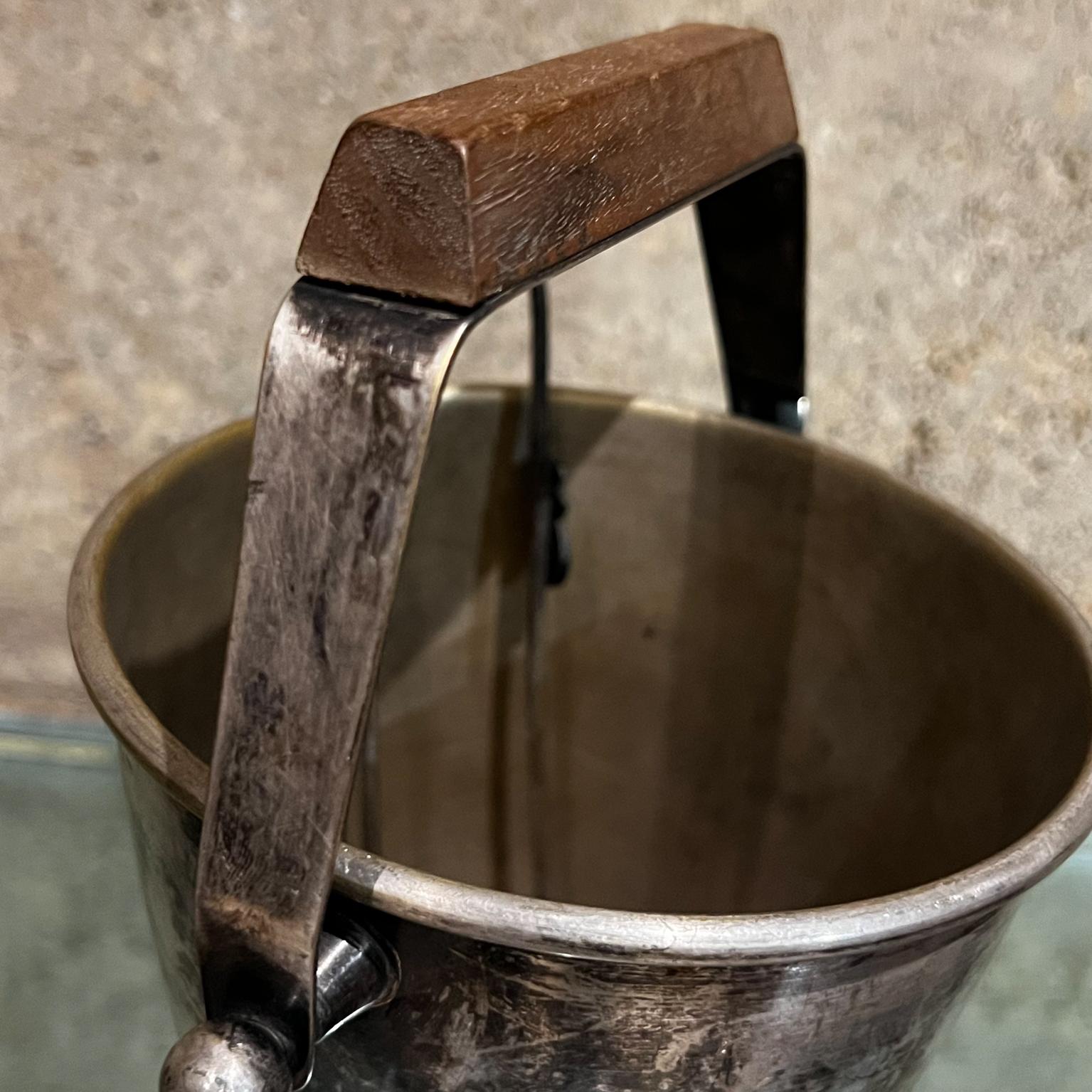 Mid-Century Modern 1950s Modernist Silver Plate Ice Bucket Set with Sculptural Tongs For Sale