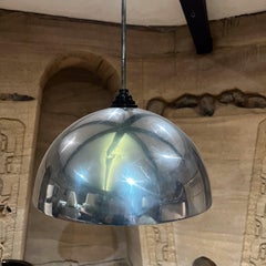 1950er Modernist Space Age Silber Dome Pendelleuchte