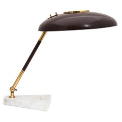 1950s Modernist Table/Desk Lamp Italian Design by Stilux, Chocolate Brown Shade