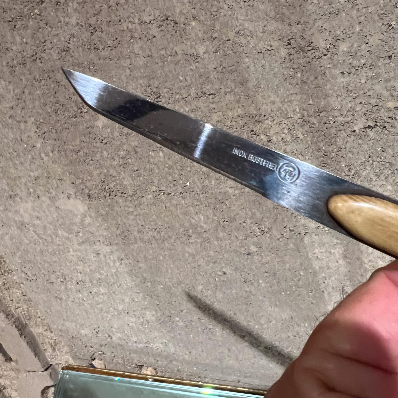 Modernista de los años 50 Tres cuchillos escultóricos para carne Inox Rostfrei siglo XX en venta