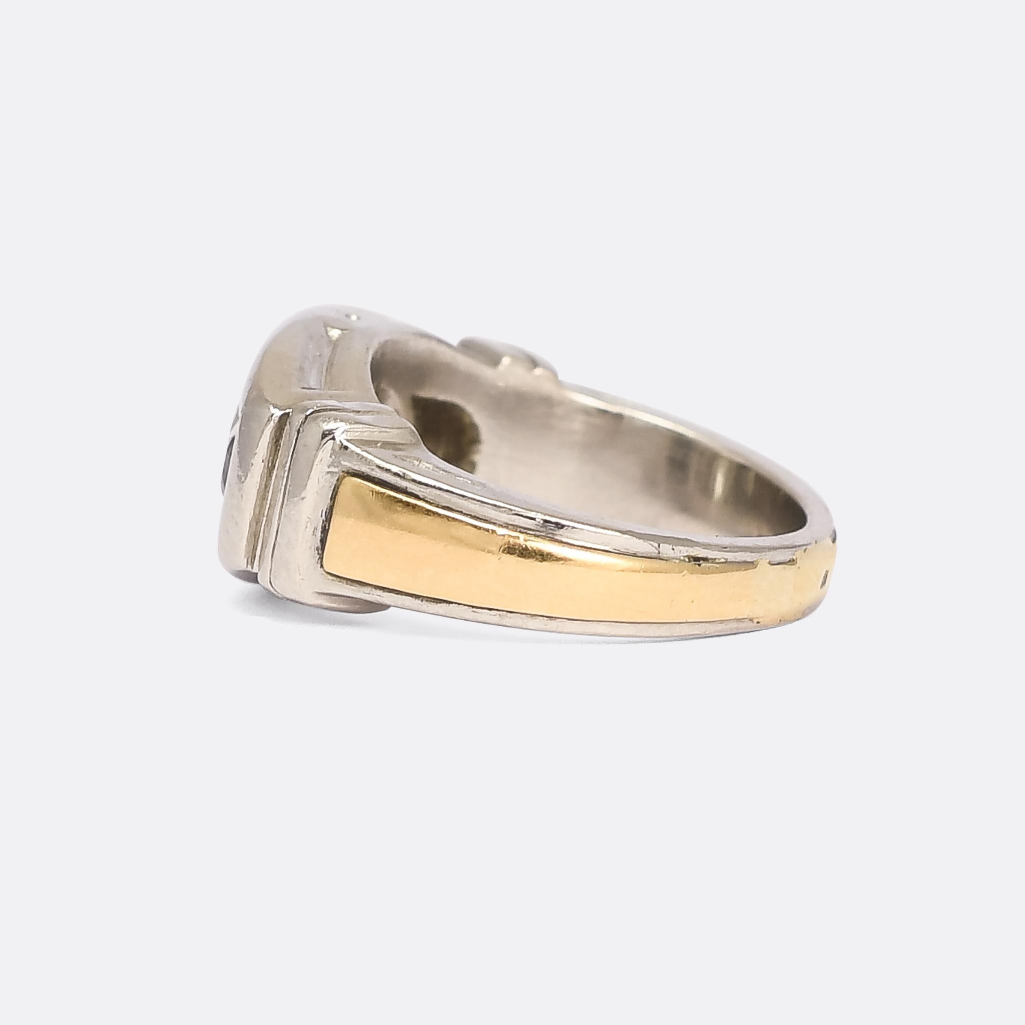 Cushion Cut 1950s Modernist Three-Stone Diamond Ring
